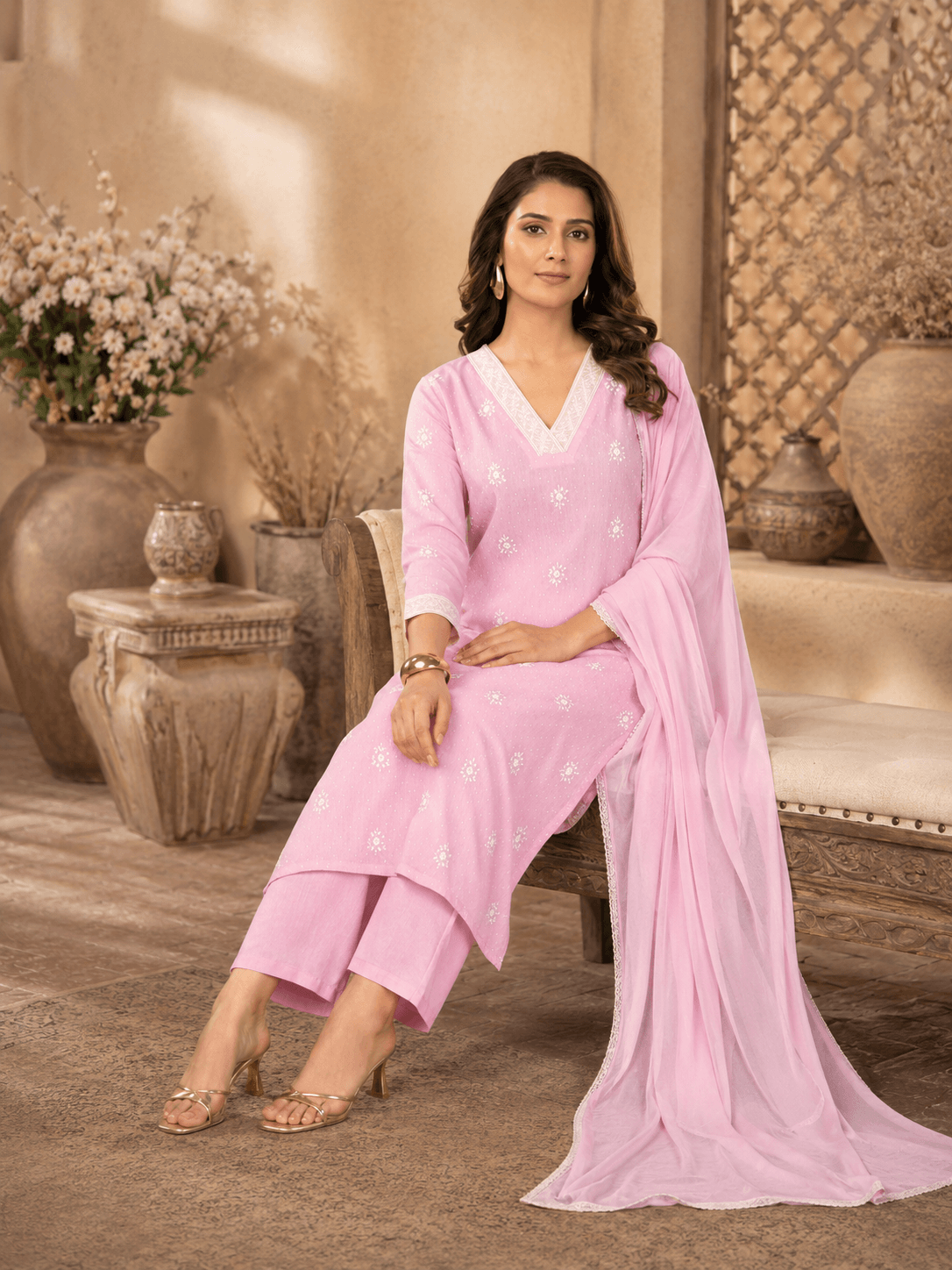 Blush Noor Embroidered Dupatta Set