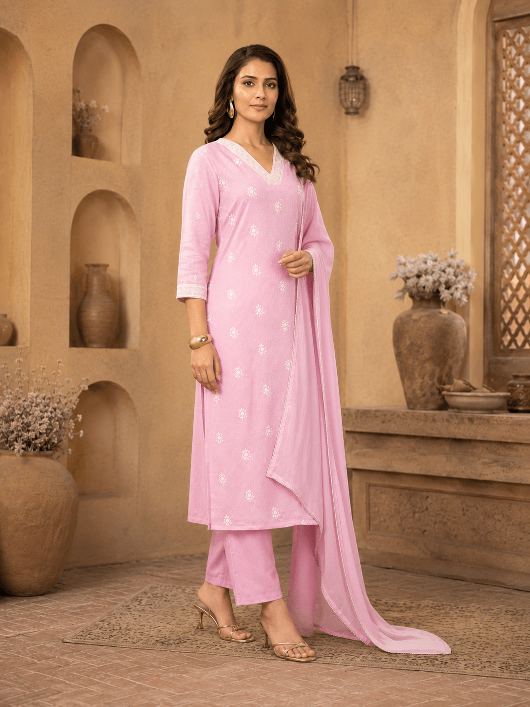 Blush Noor Embroidered Dupatta Set