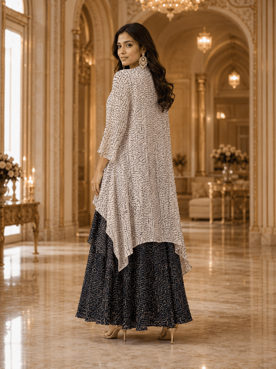 Heritage Flame Overlay Kurta Set