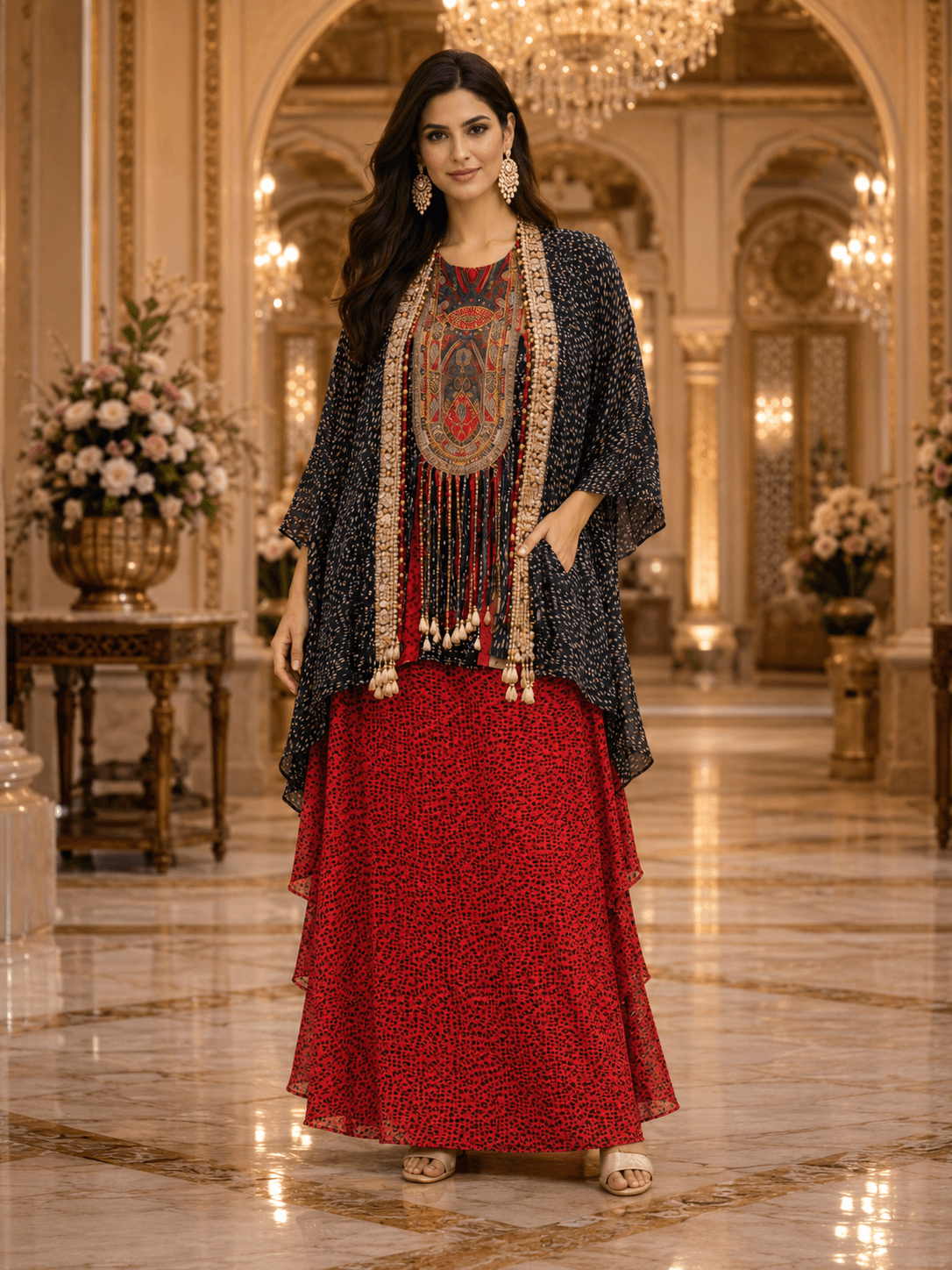 Crimson Noir Heritage Kurta Set