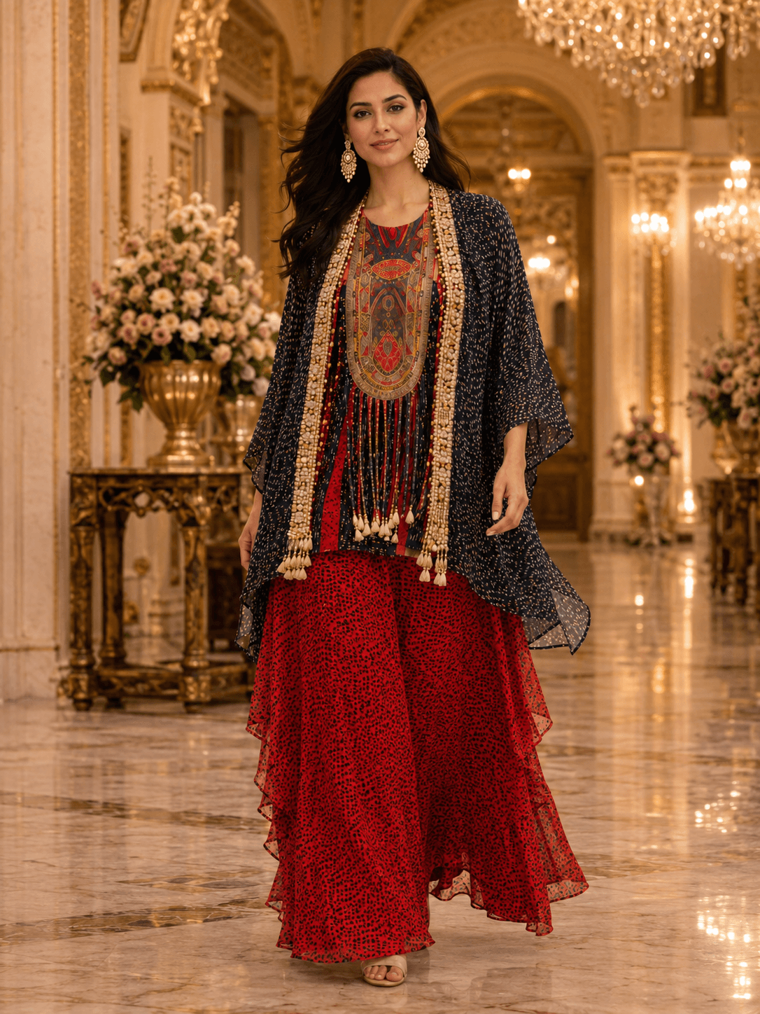 Crimson Noir Heritage Kurta Set