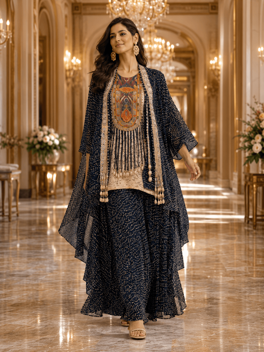 Midnight Heritage Overlay Kurta Set