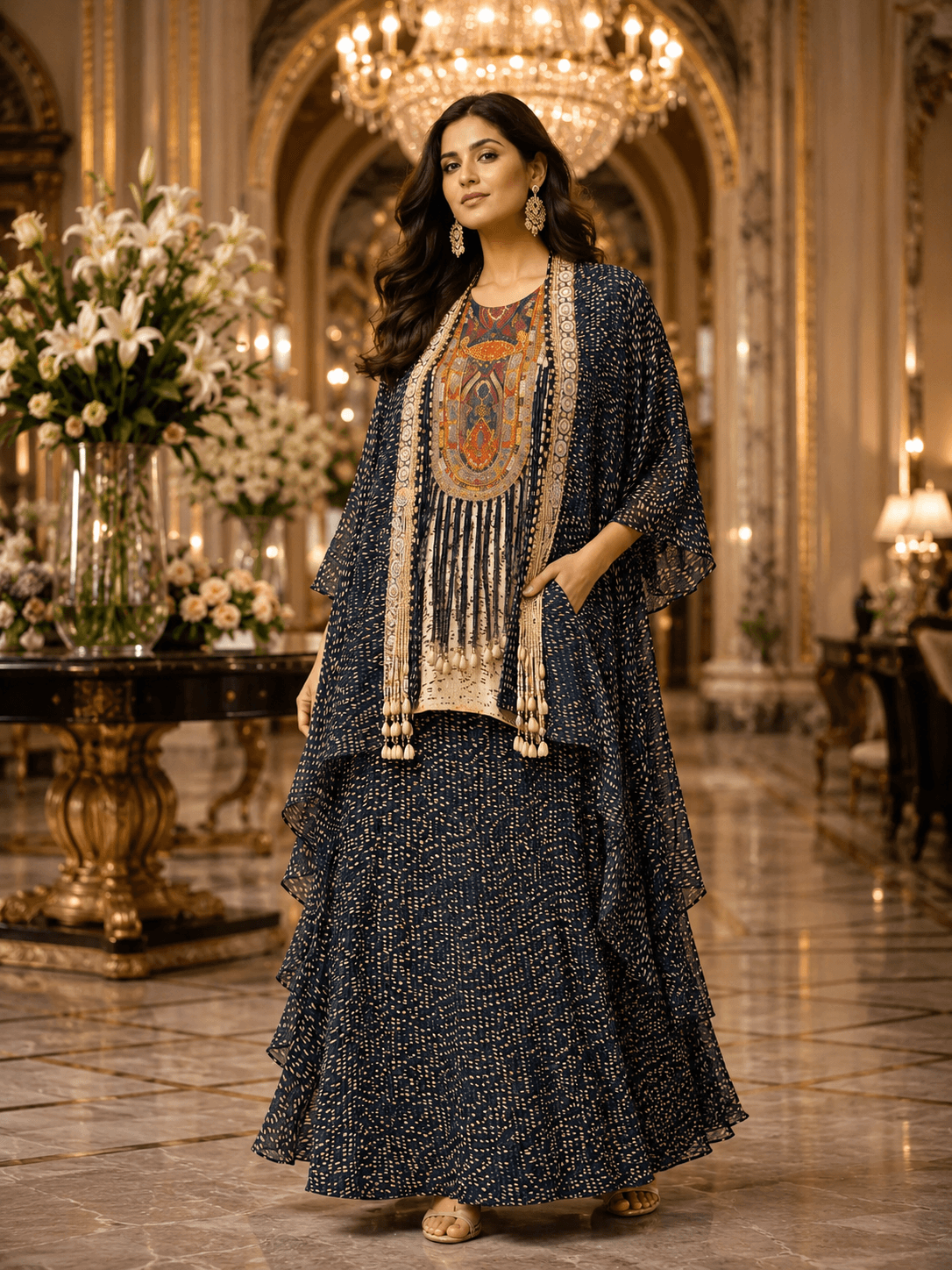 Midnight Heritage Overlay Kurta Set