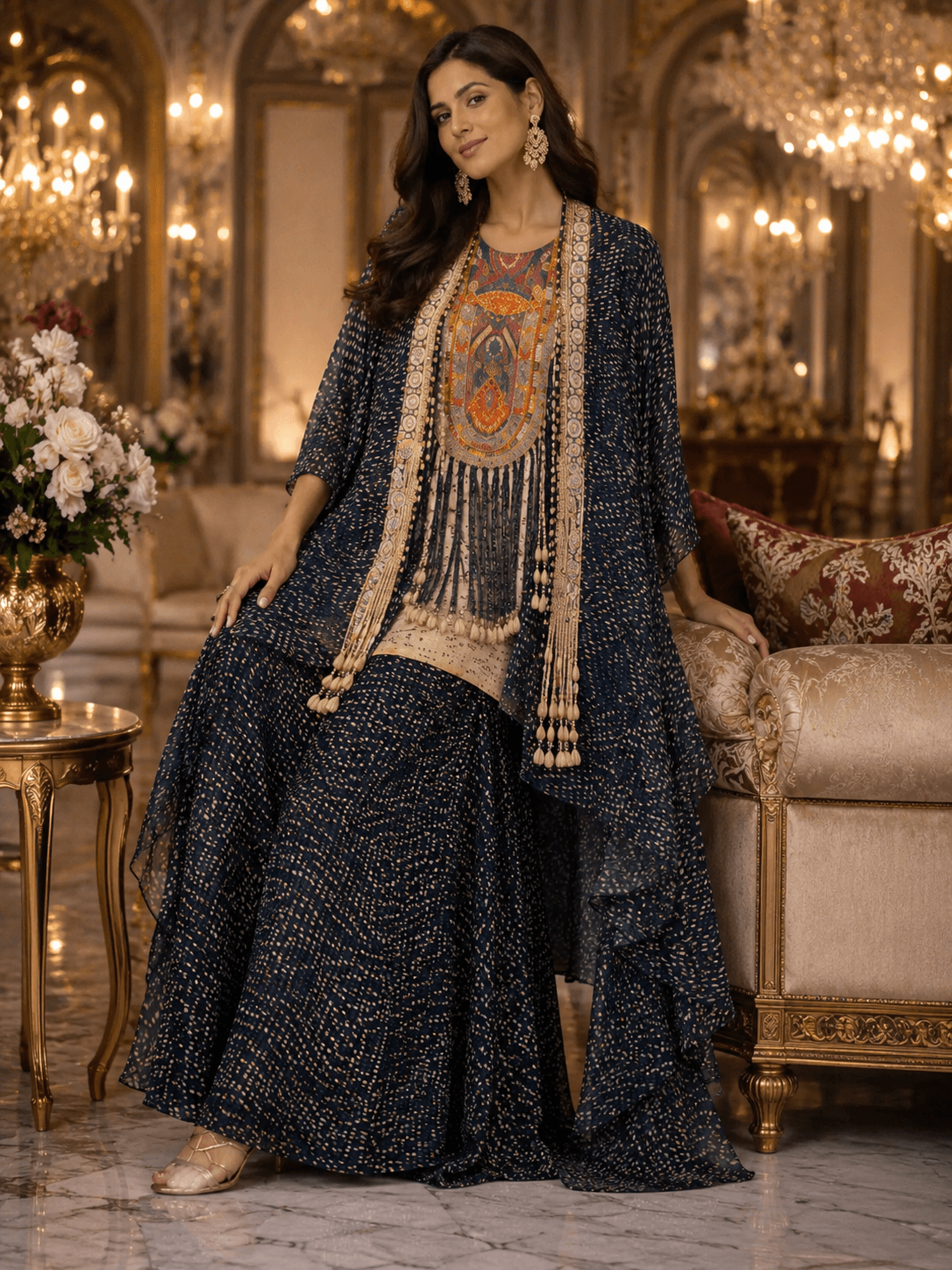 Midnight Heritage Overlay Kurta Set