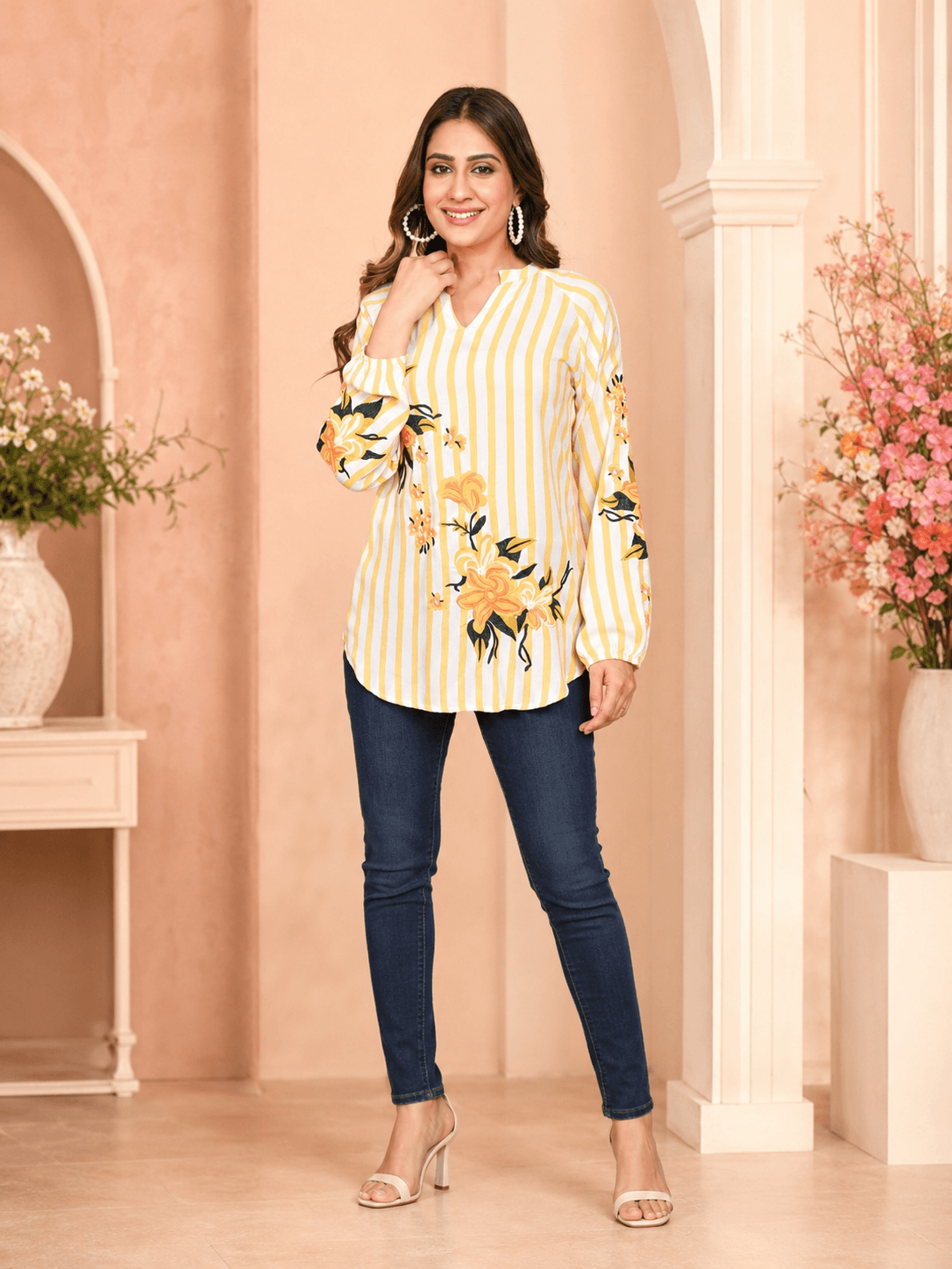 Yellow Viscose Floral Top
