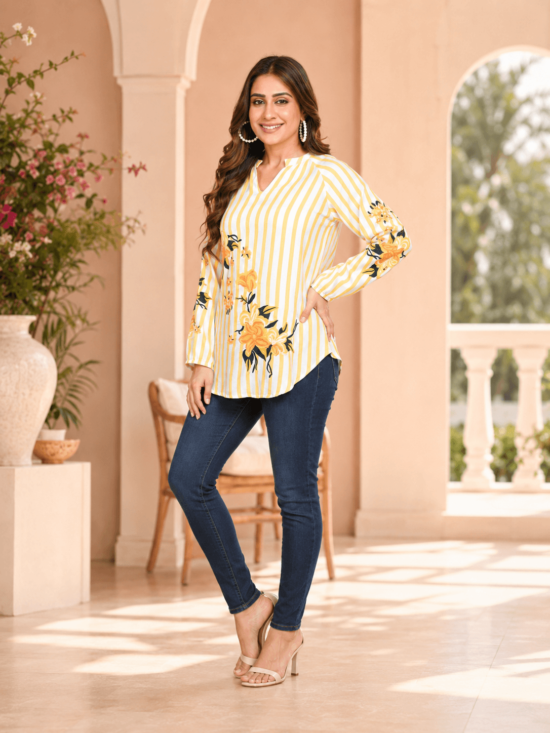 Yellow Viscose Floral Top