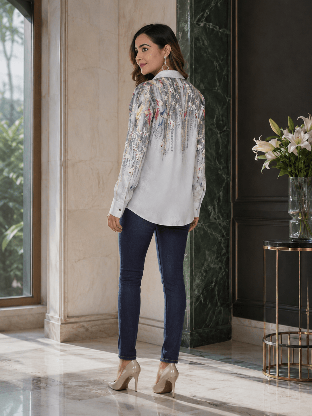 Grey Printed Viscose Shirt