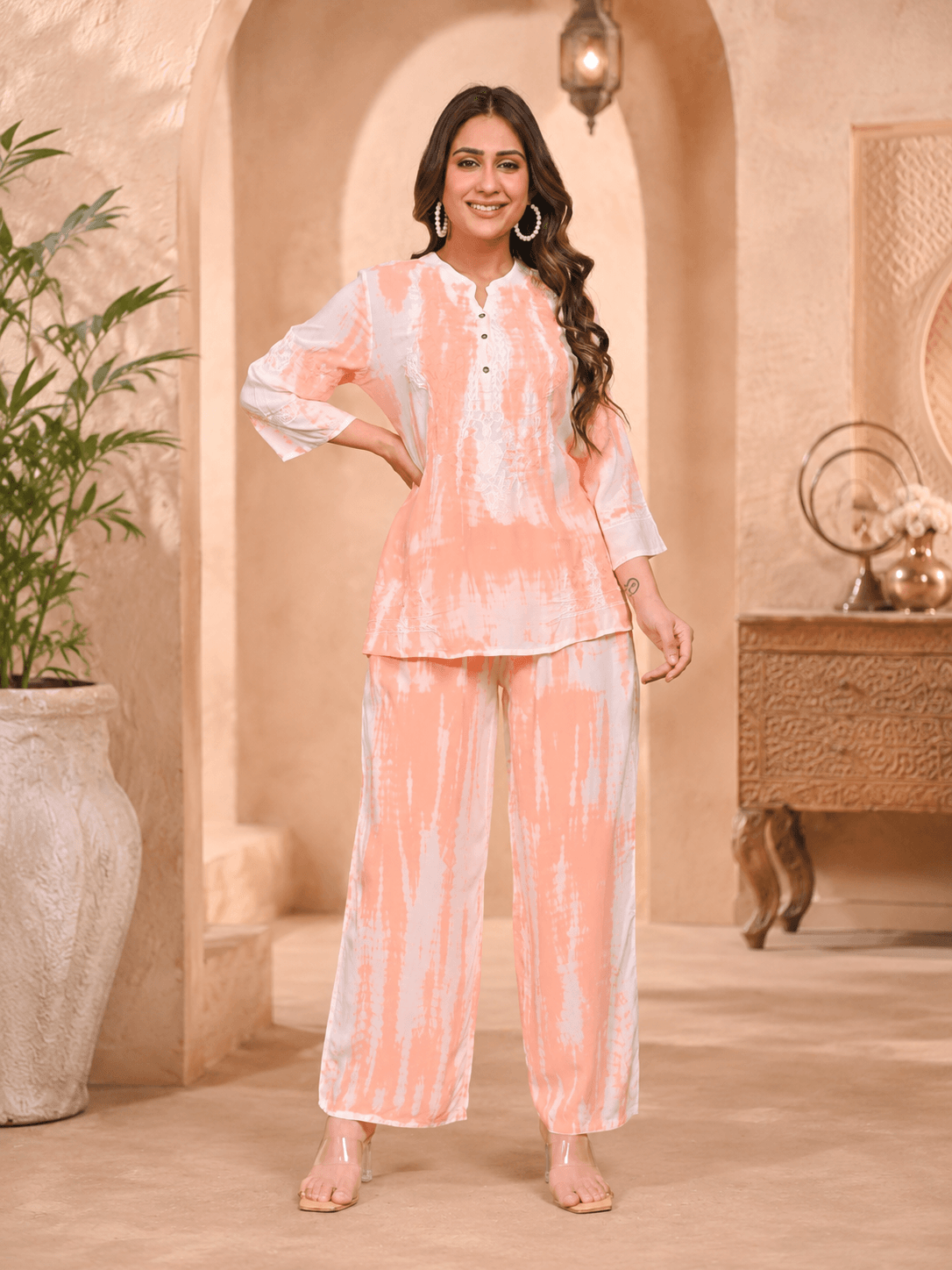 Tie-Dye Orange Viscose Co-Ord Set
