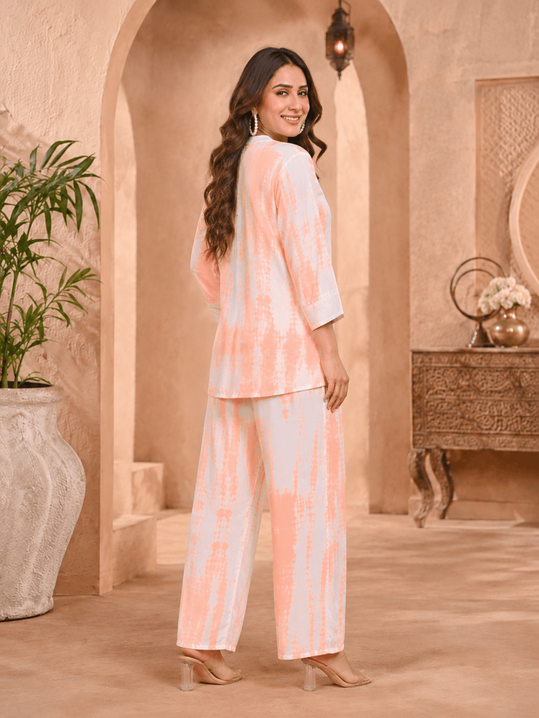 Tie-Dye Orange Viscose Co-Ord Set