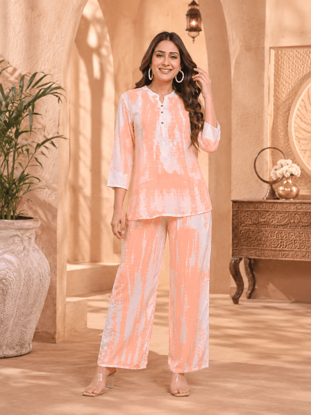 Tie-Dye Orange Viscose Co-Ord Set