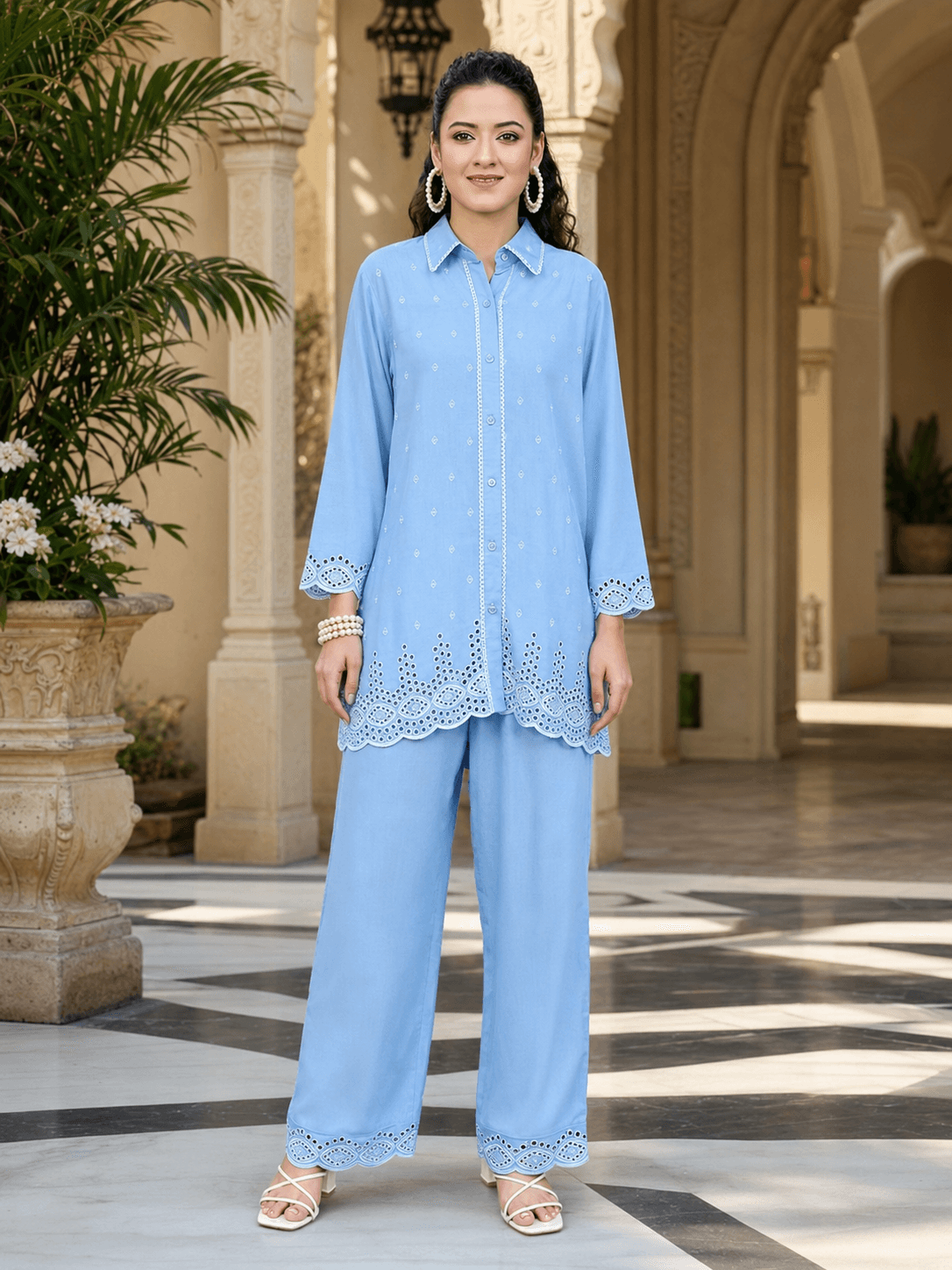 Sky Blue Lace Co-ord Set