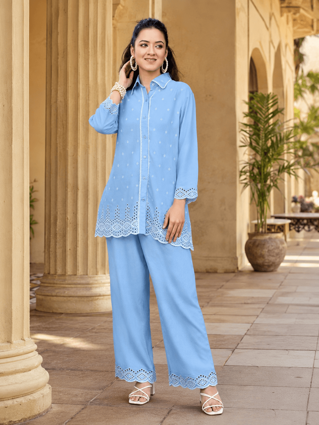 Sky Blue Lace Co-ord Set