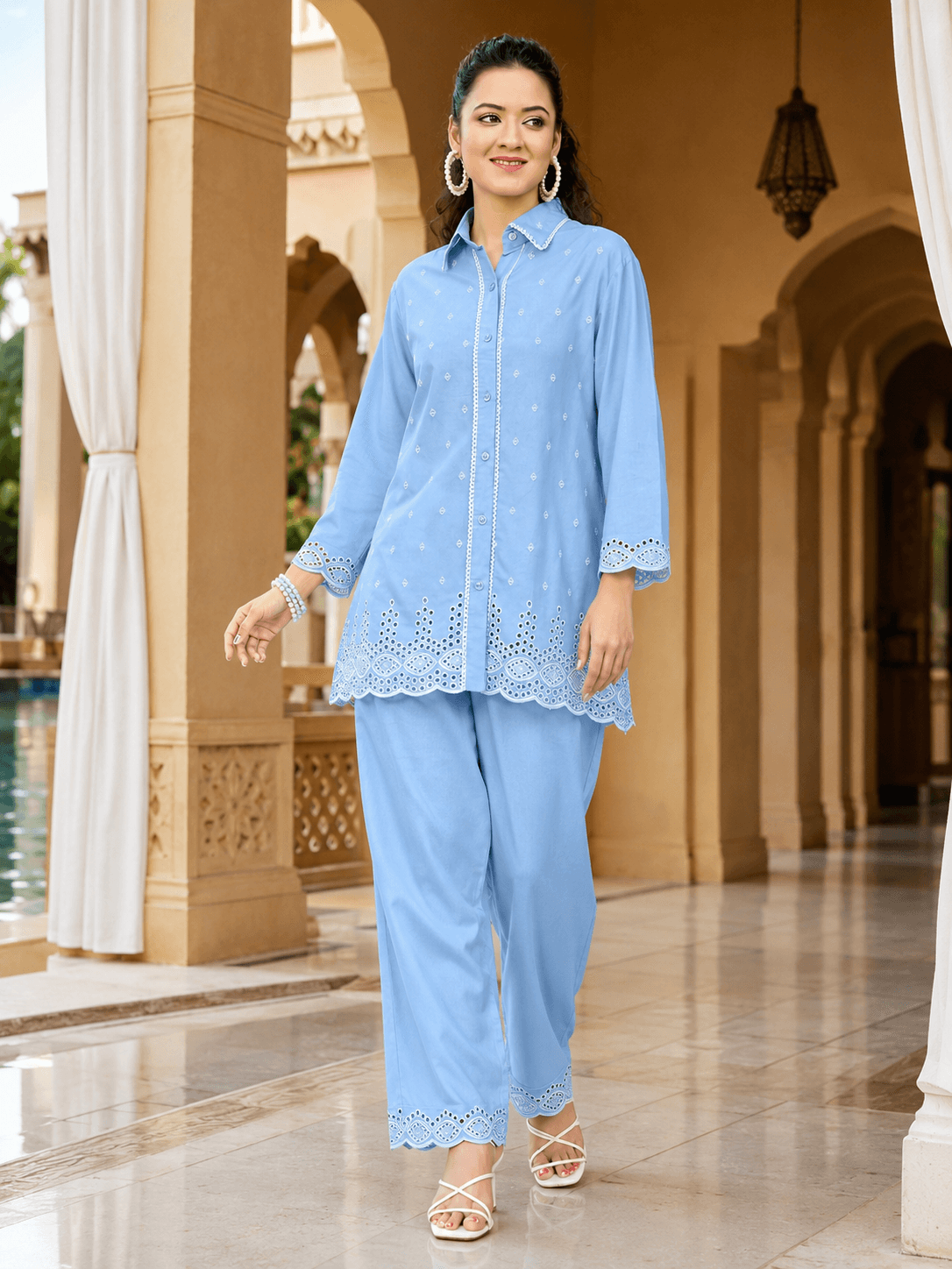 Sky Blue Lace Co-ord Set