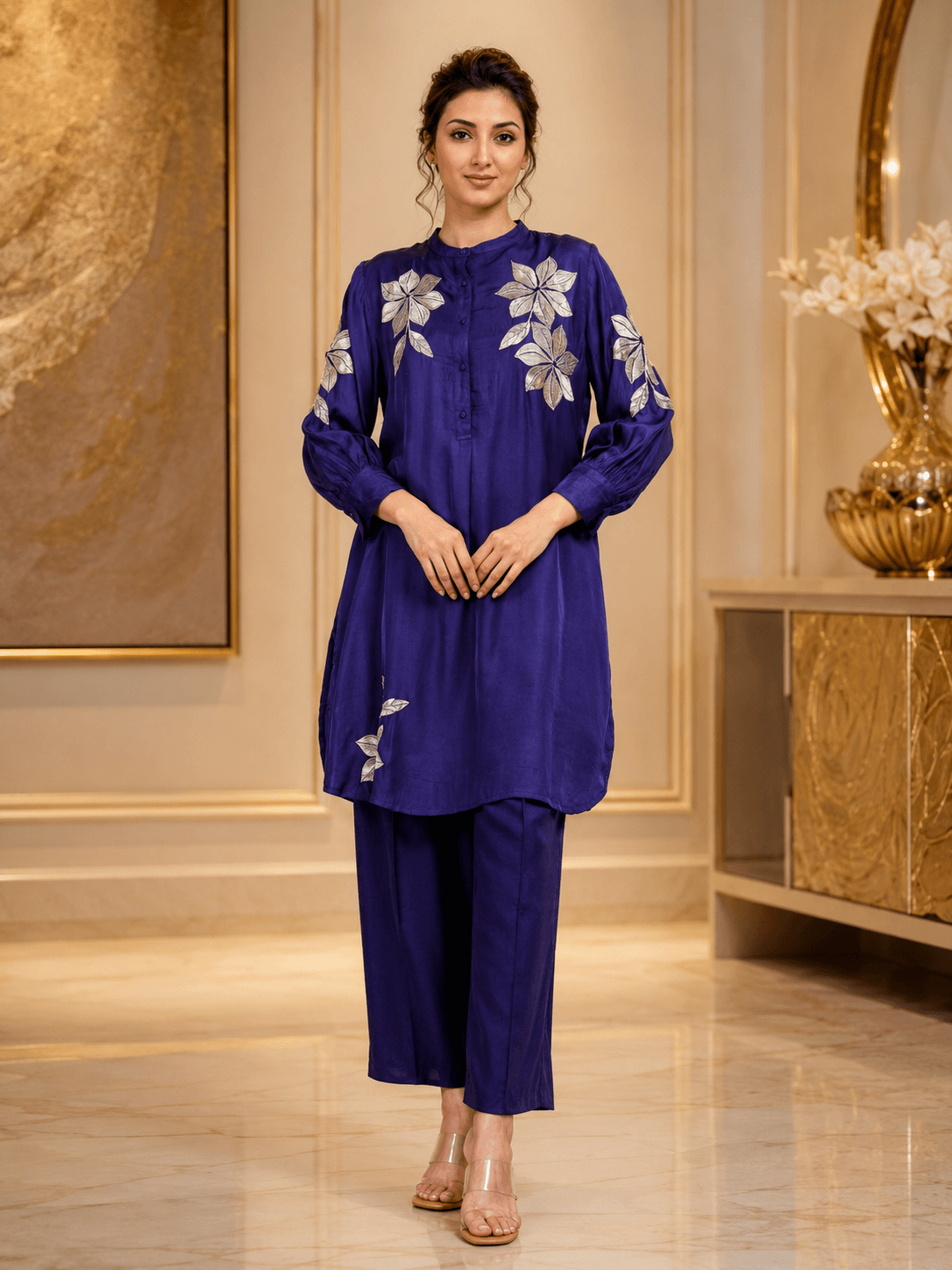 Indigo Embroidered Kurta Set