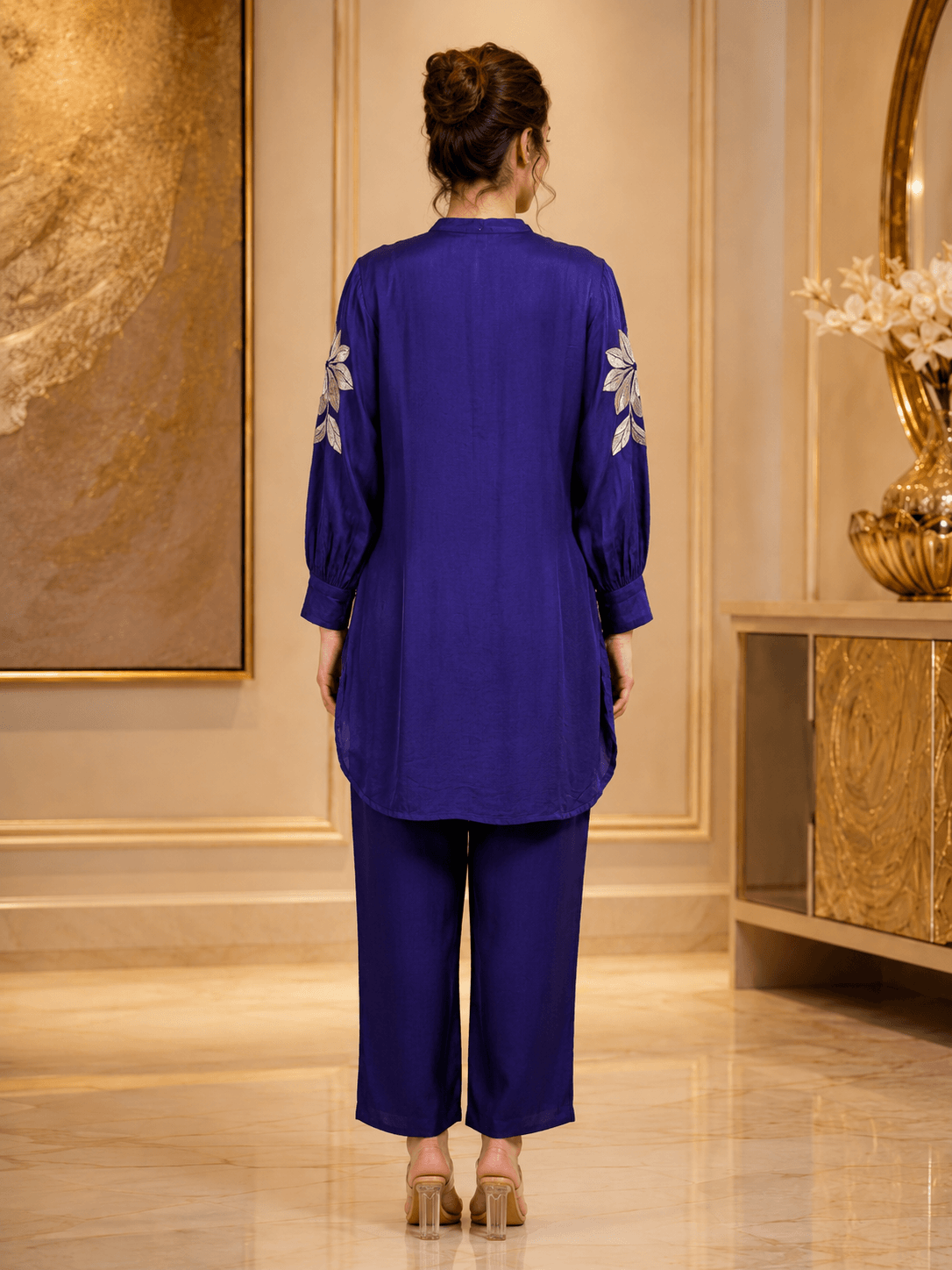 Indigo Embroidered Kurta Set