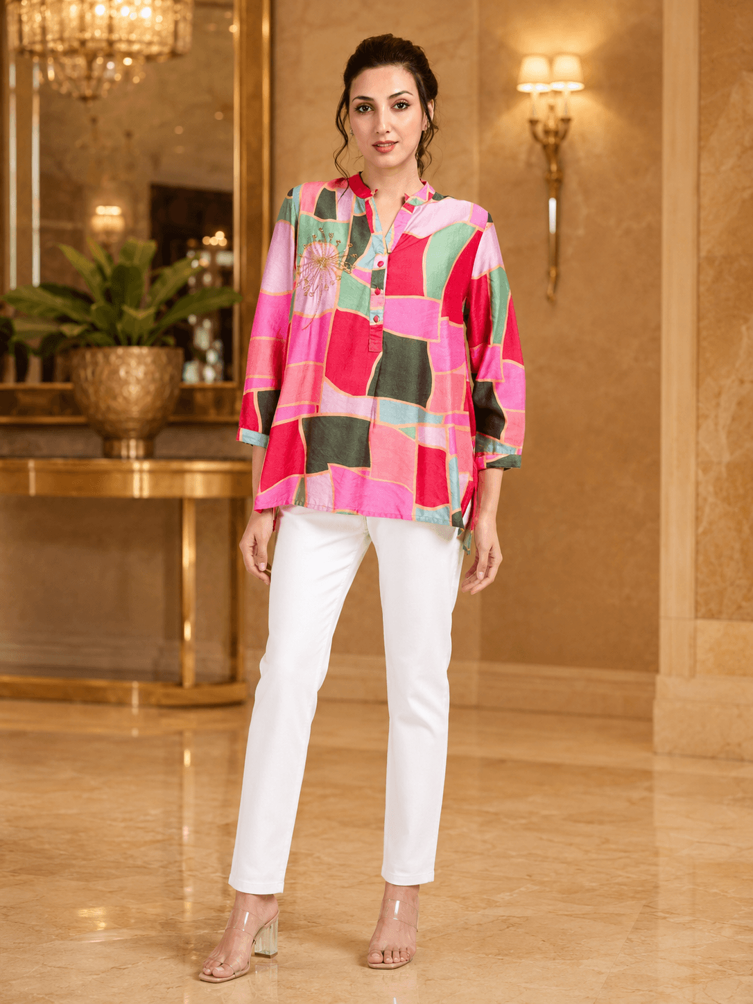 Modern Mosaic Tunic Top