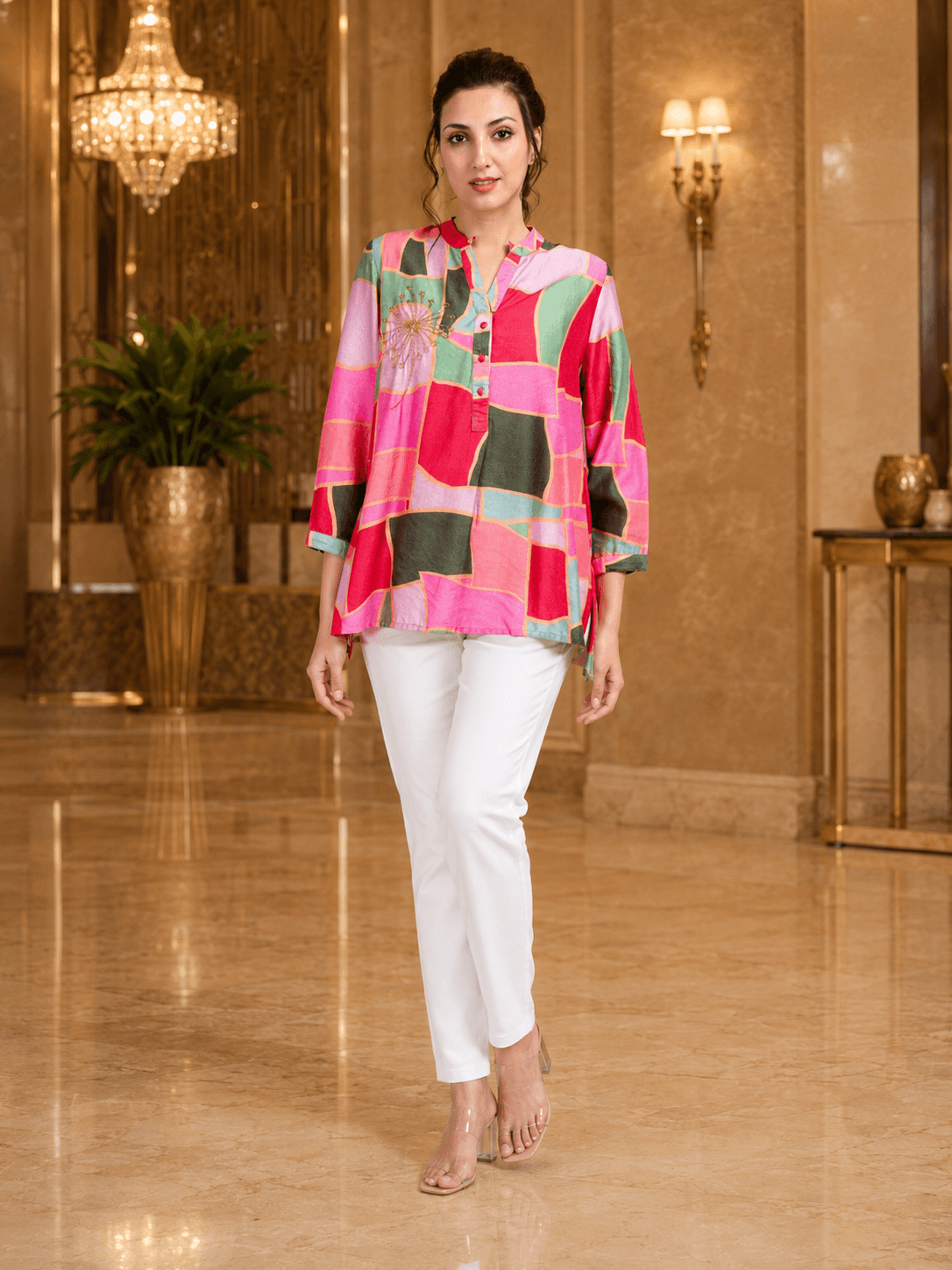 Modern Mosaic Tunic Top
