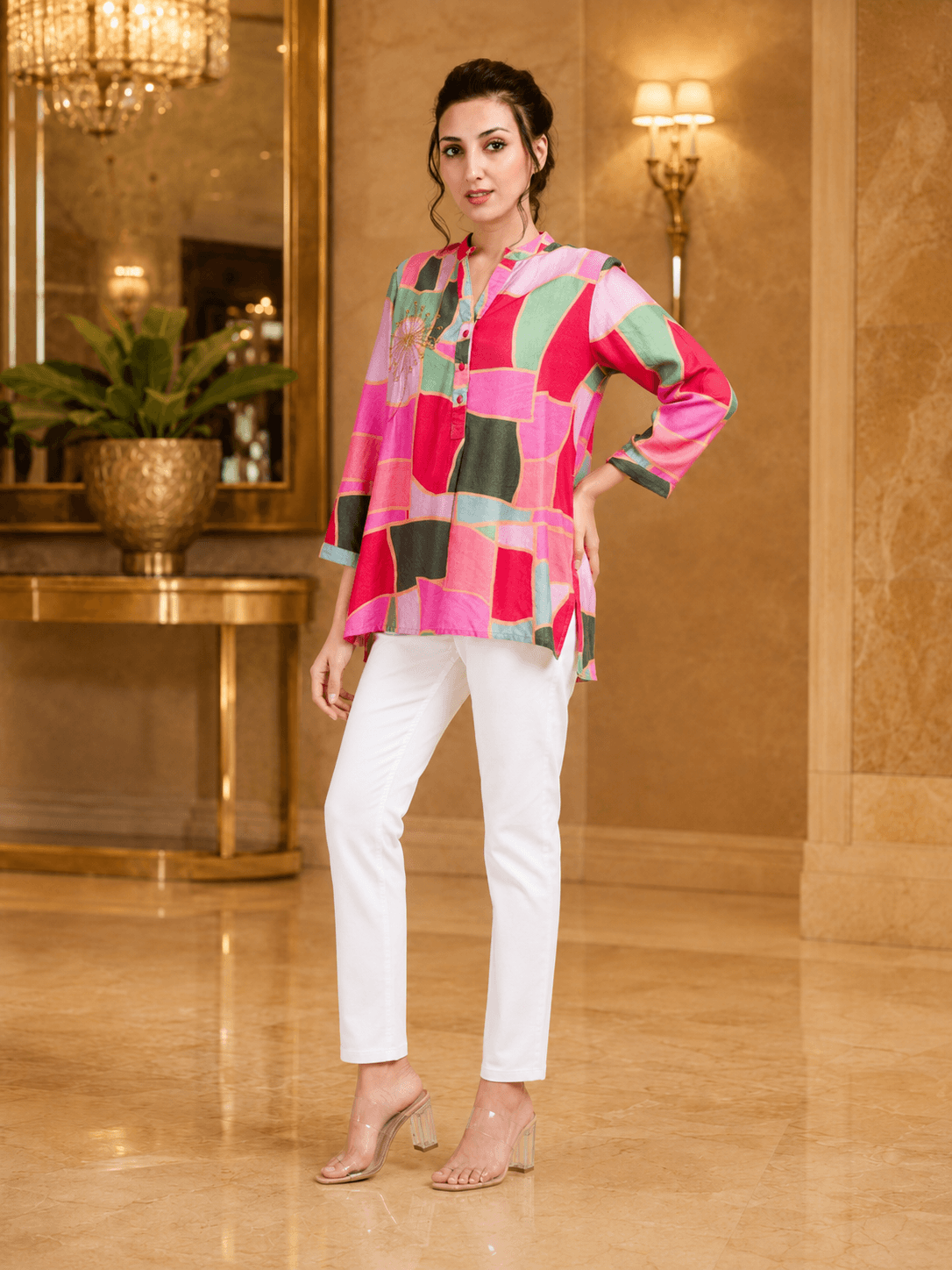 Modern Mosaic Tunic Top