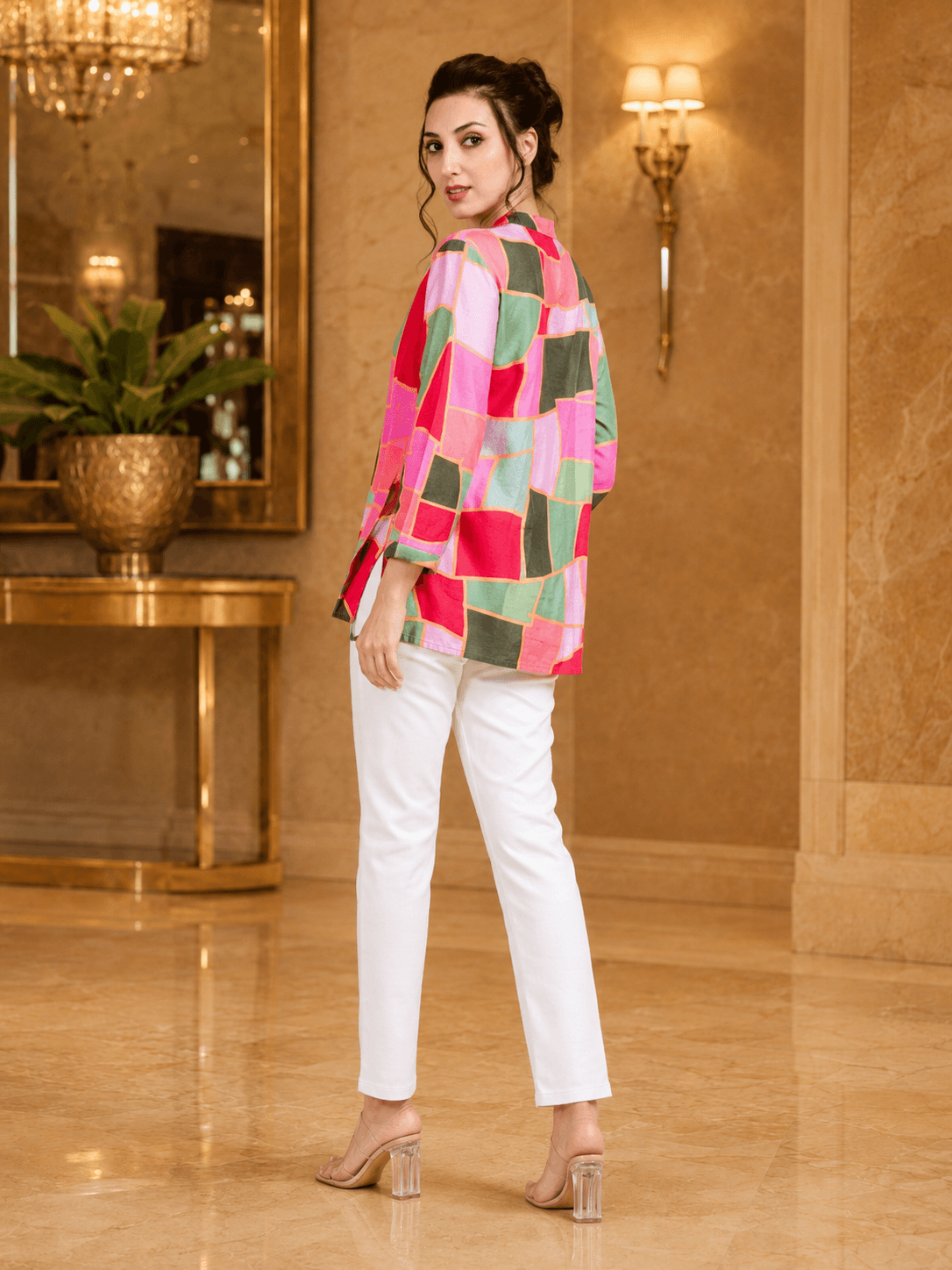 Modern Mosaic Tunic Top