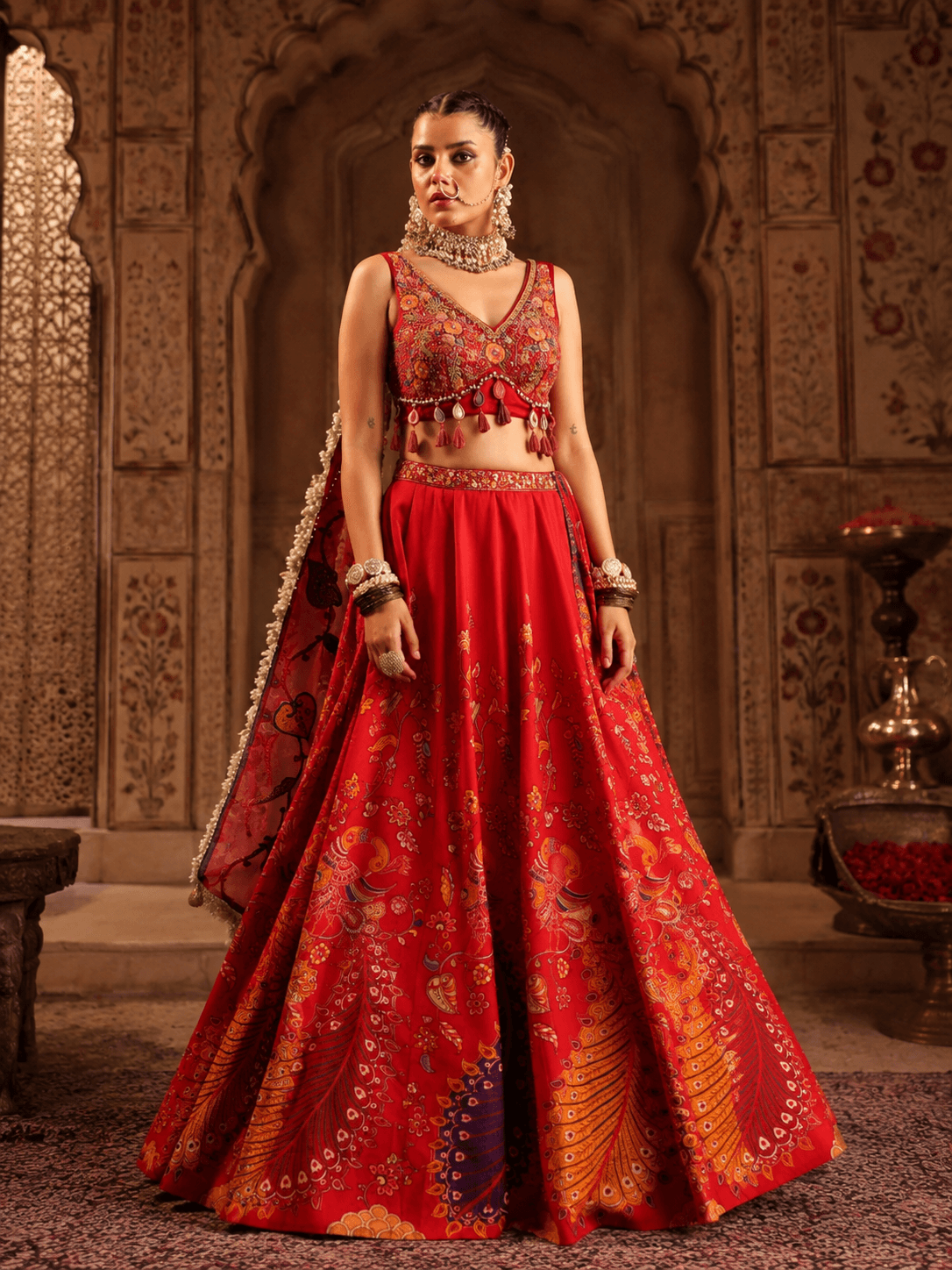 Regal Vermilion Heritage Lehenga Set
