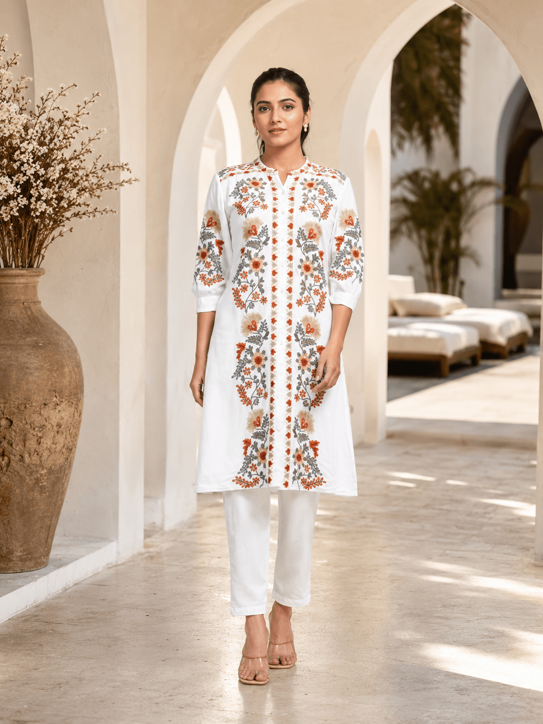 White Floral Grace kurta set