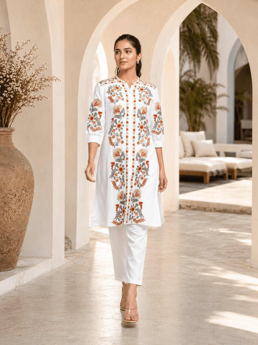White Floral Grace kurta set