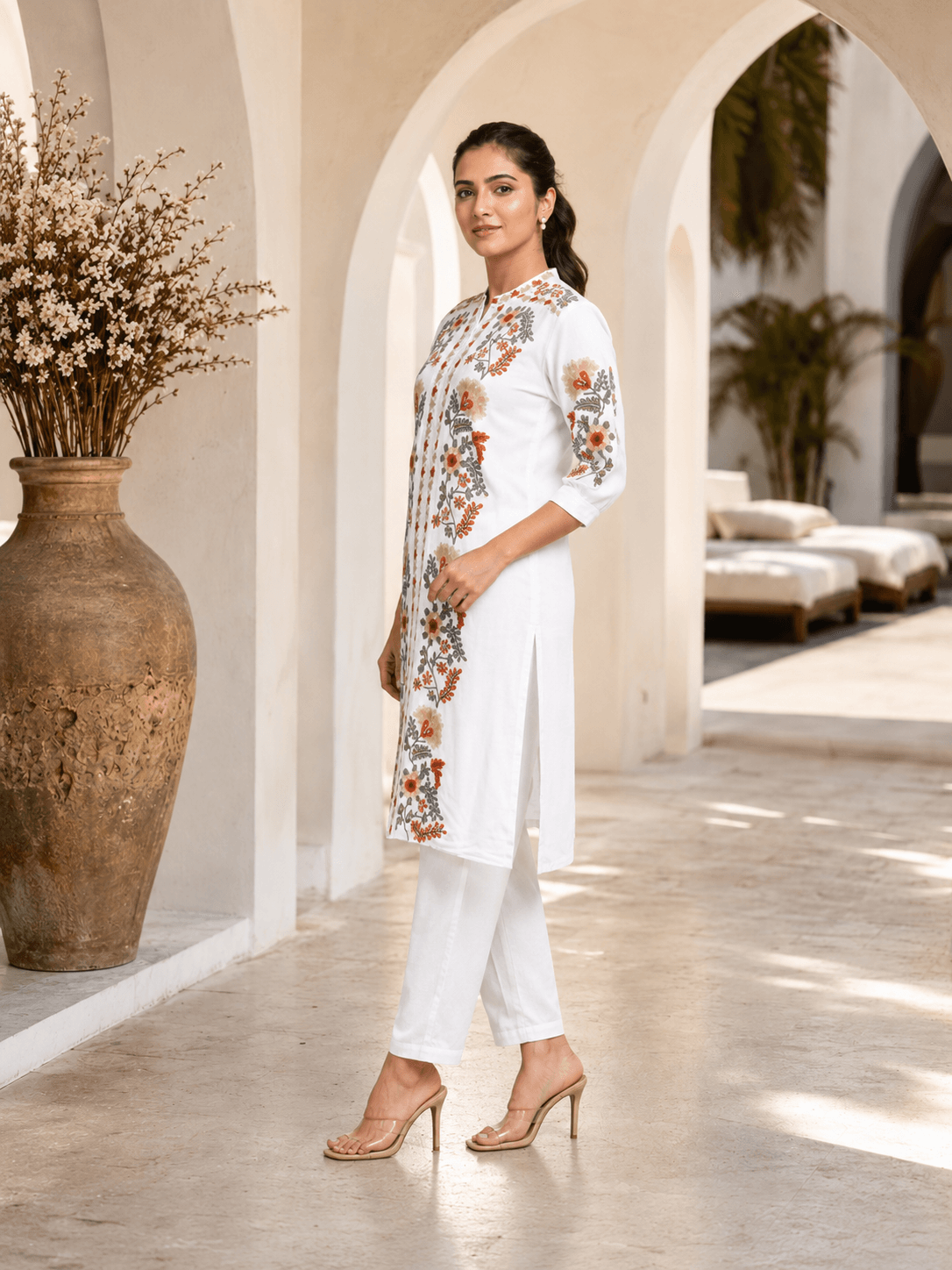 White Floral Grace kurta set
