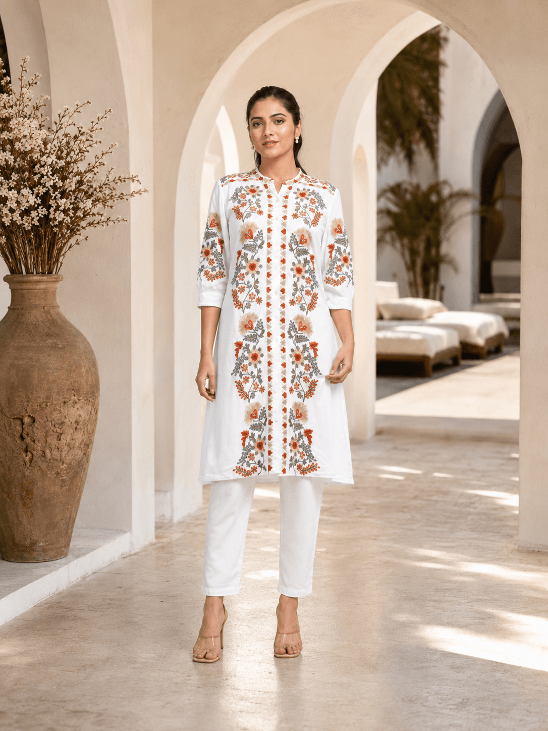 White Floral Grace kurta set