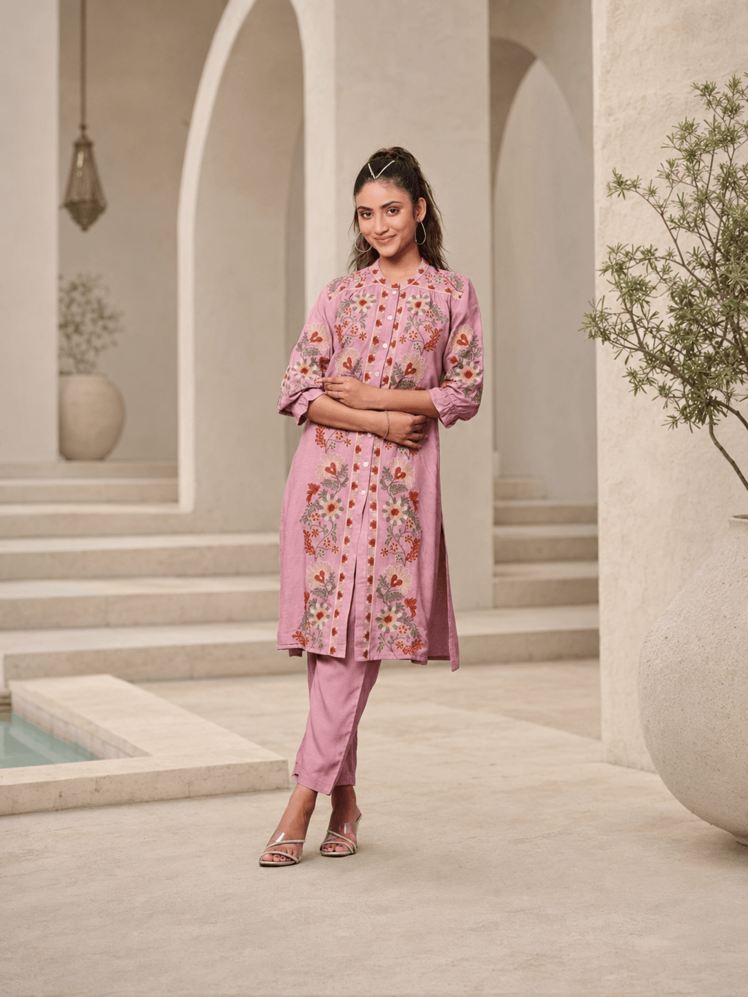 Pink Floral Grace kurta set