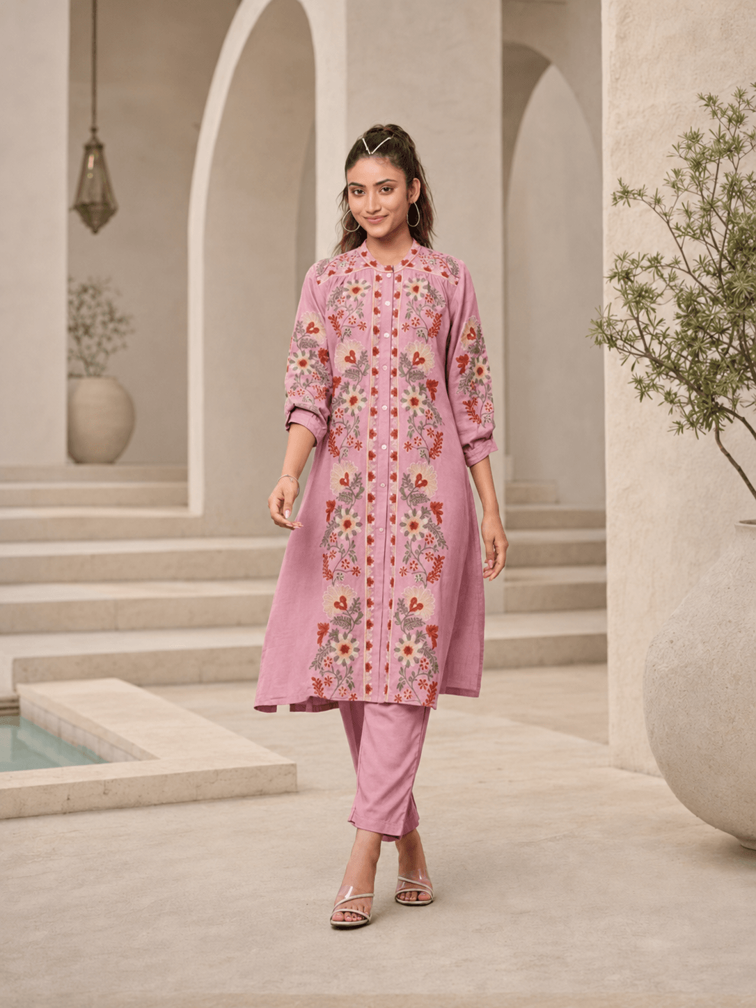 Pink Floral Grace kurta set