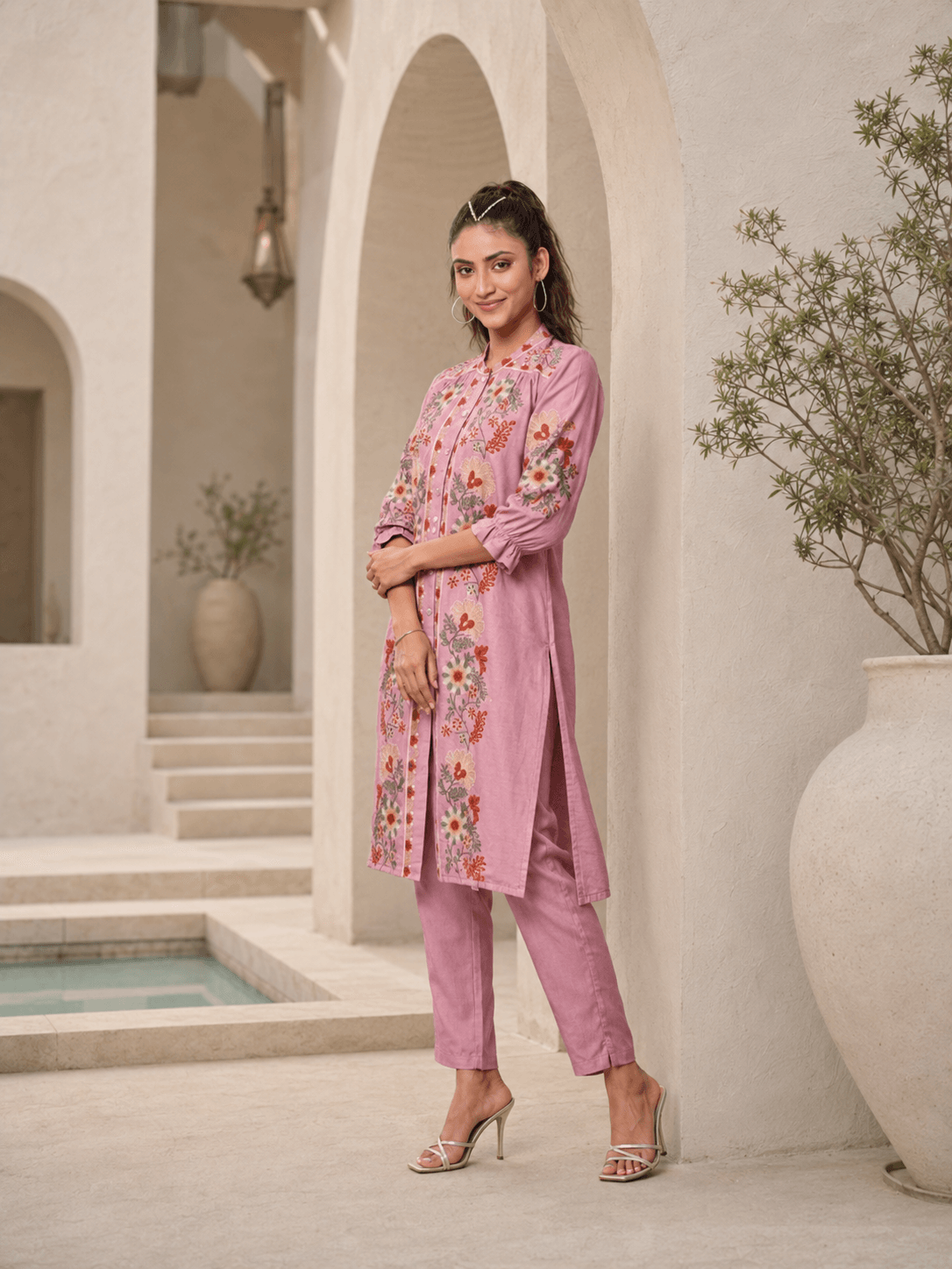 Pink Floral Grace kurta set