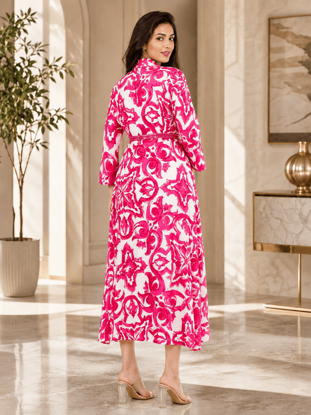 Rose Baroque Wrap Dress