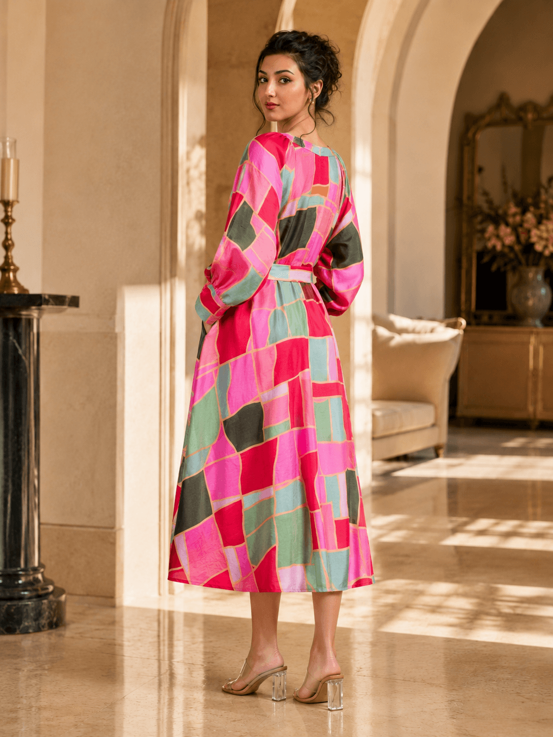 Abstract Mosaic Midi Dress