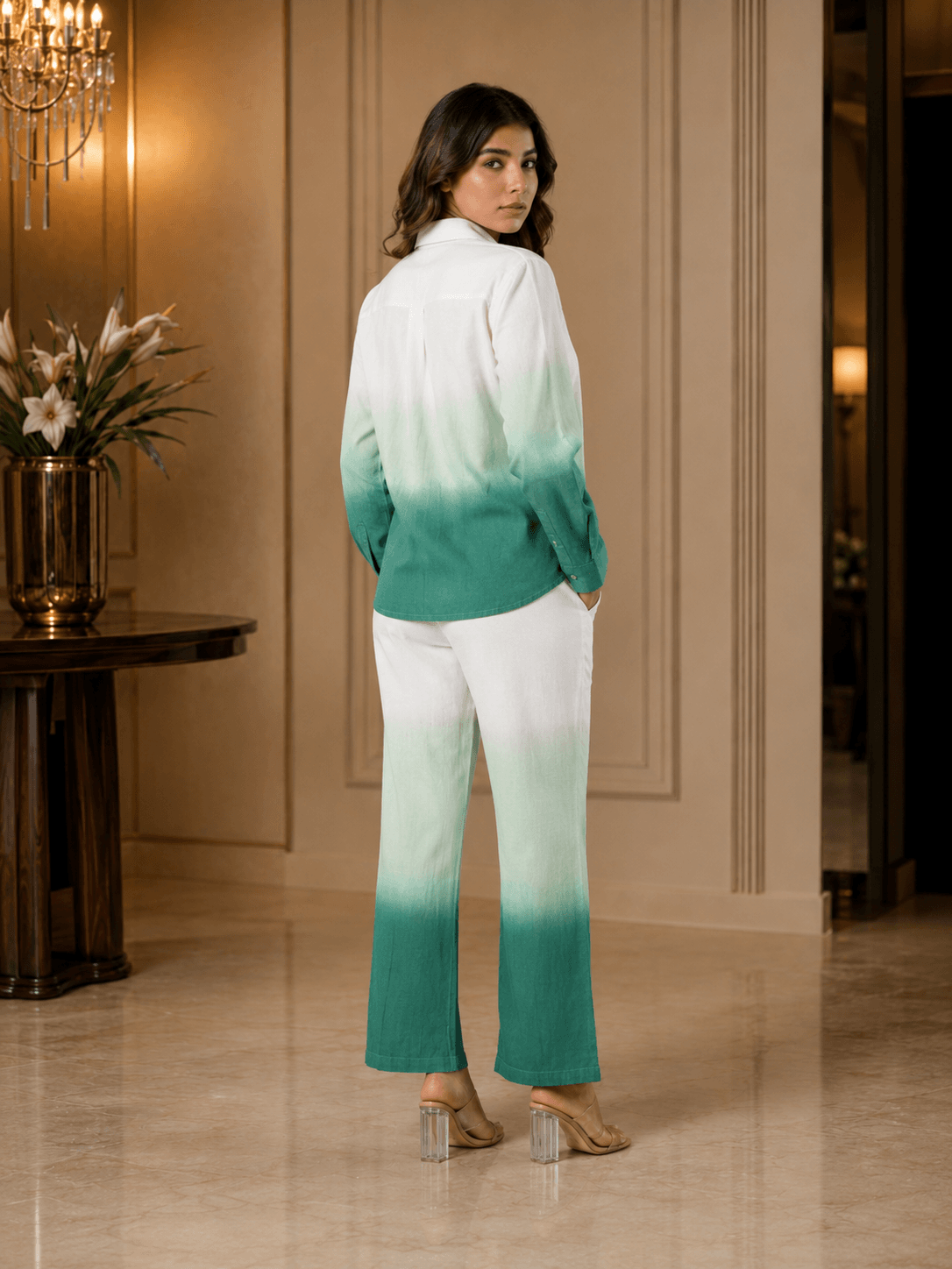 Ivory–Emerald Ombre Co-Ord Set