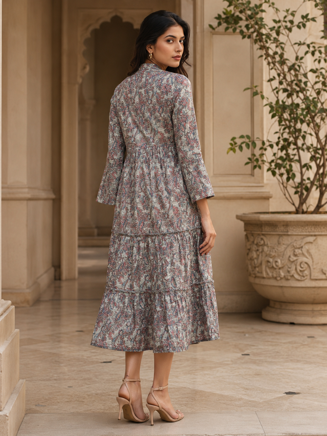 Vintage Meadow Printed Midi Dress