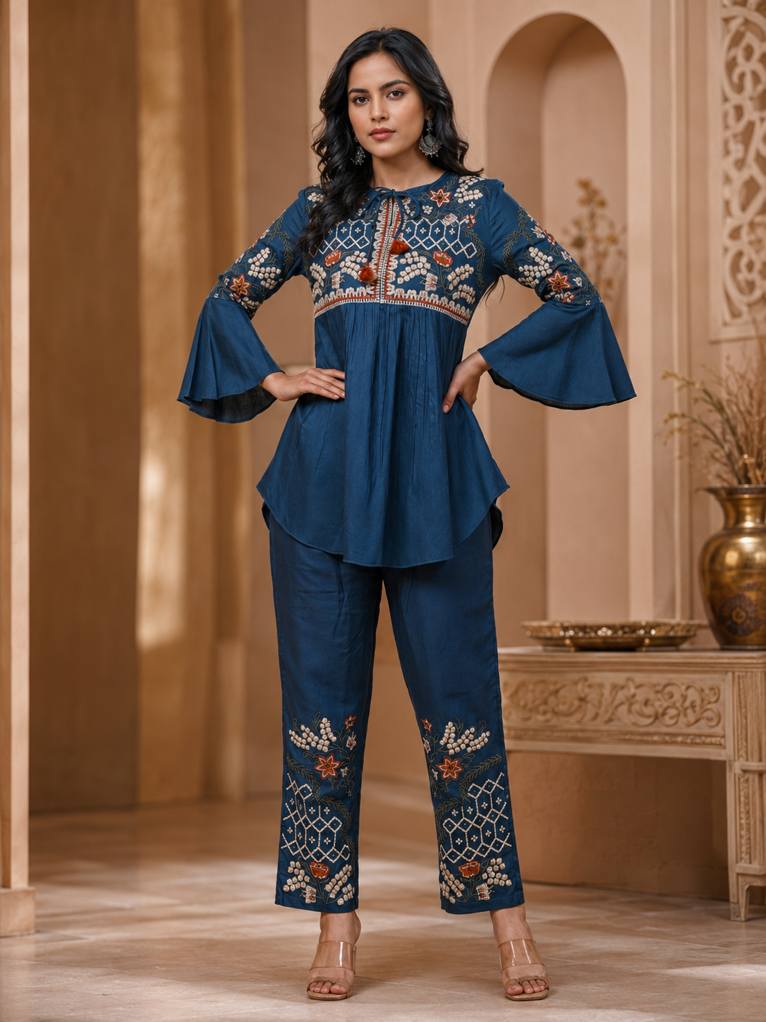 Dark Blue Ivory Grace Co-ord Set