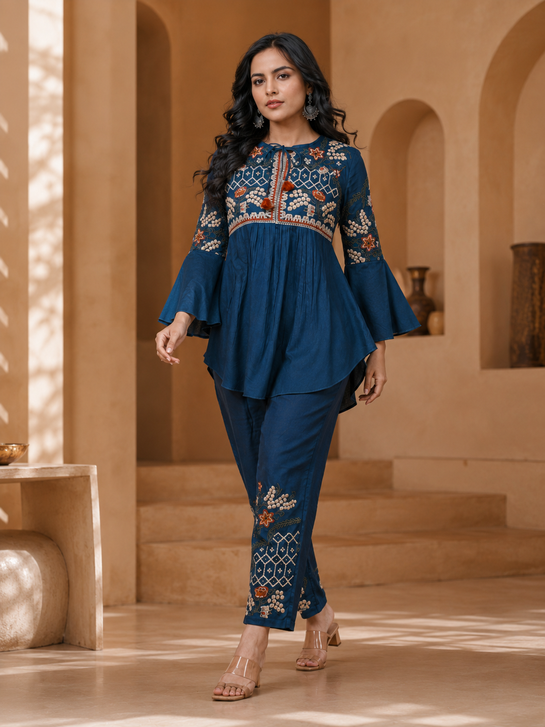 Dark Blue Ivory Grace Co-ord Set