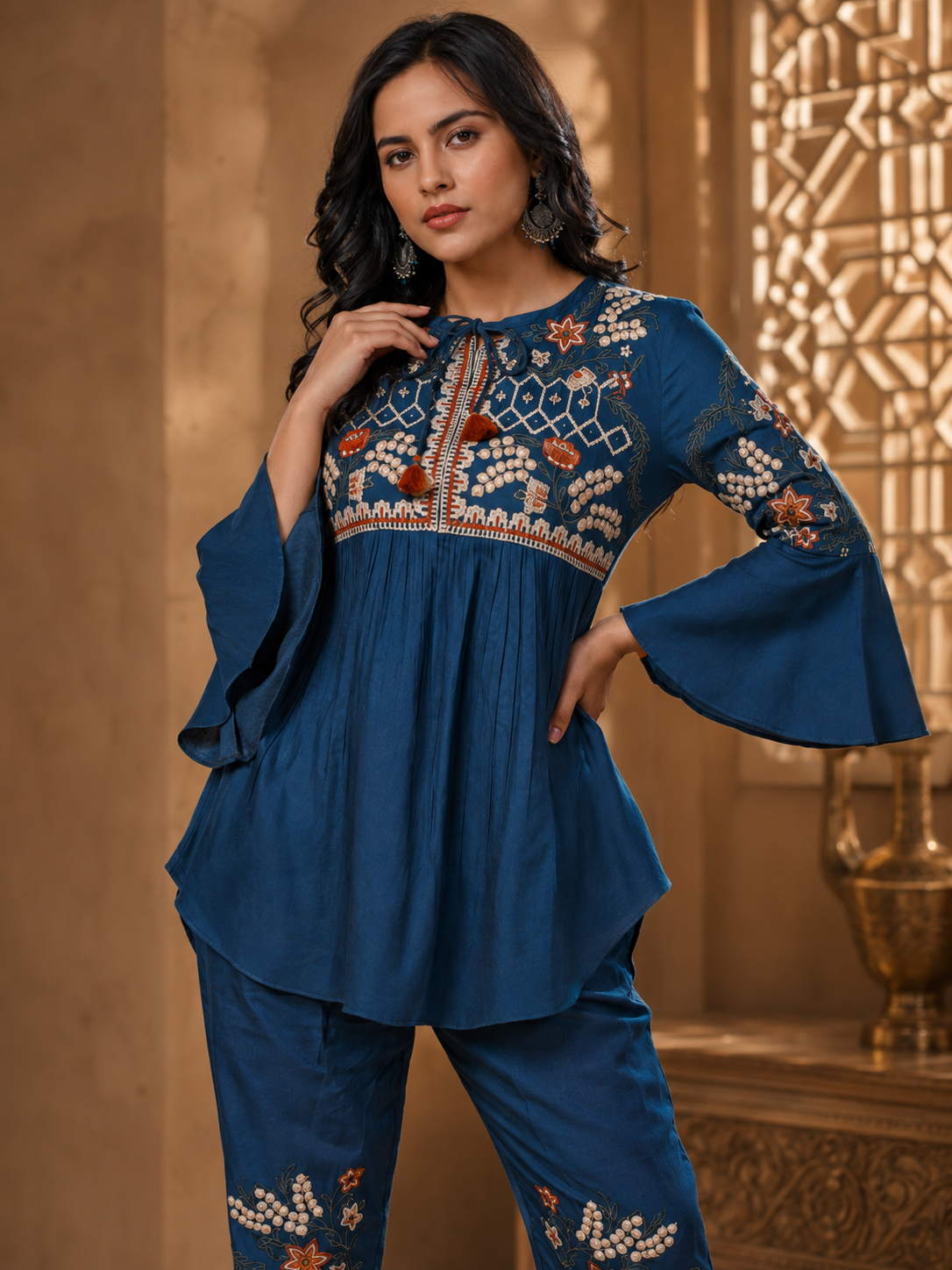 Dark Blue Ivory Grace Co-ord Set