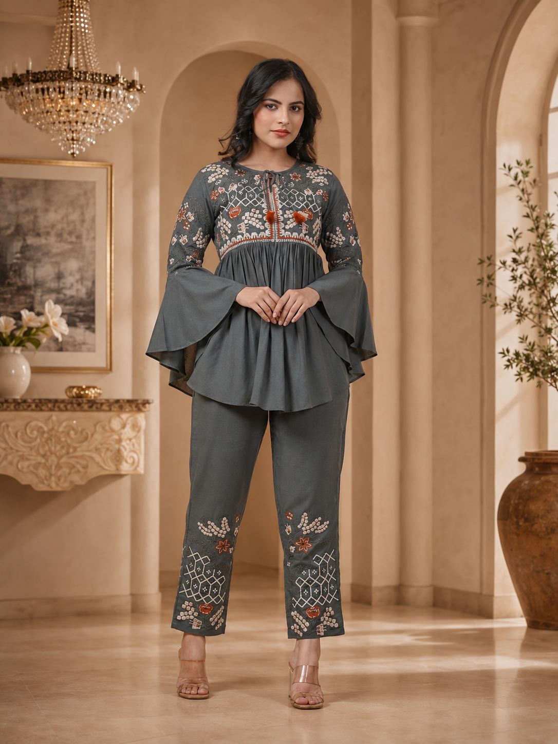 Grey Ivory Grace Co-ord Set