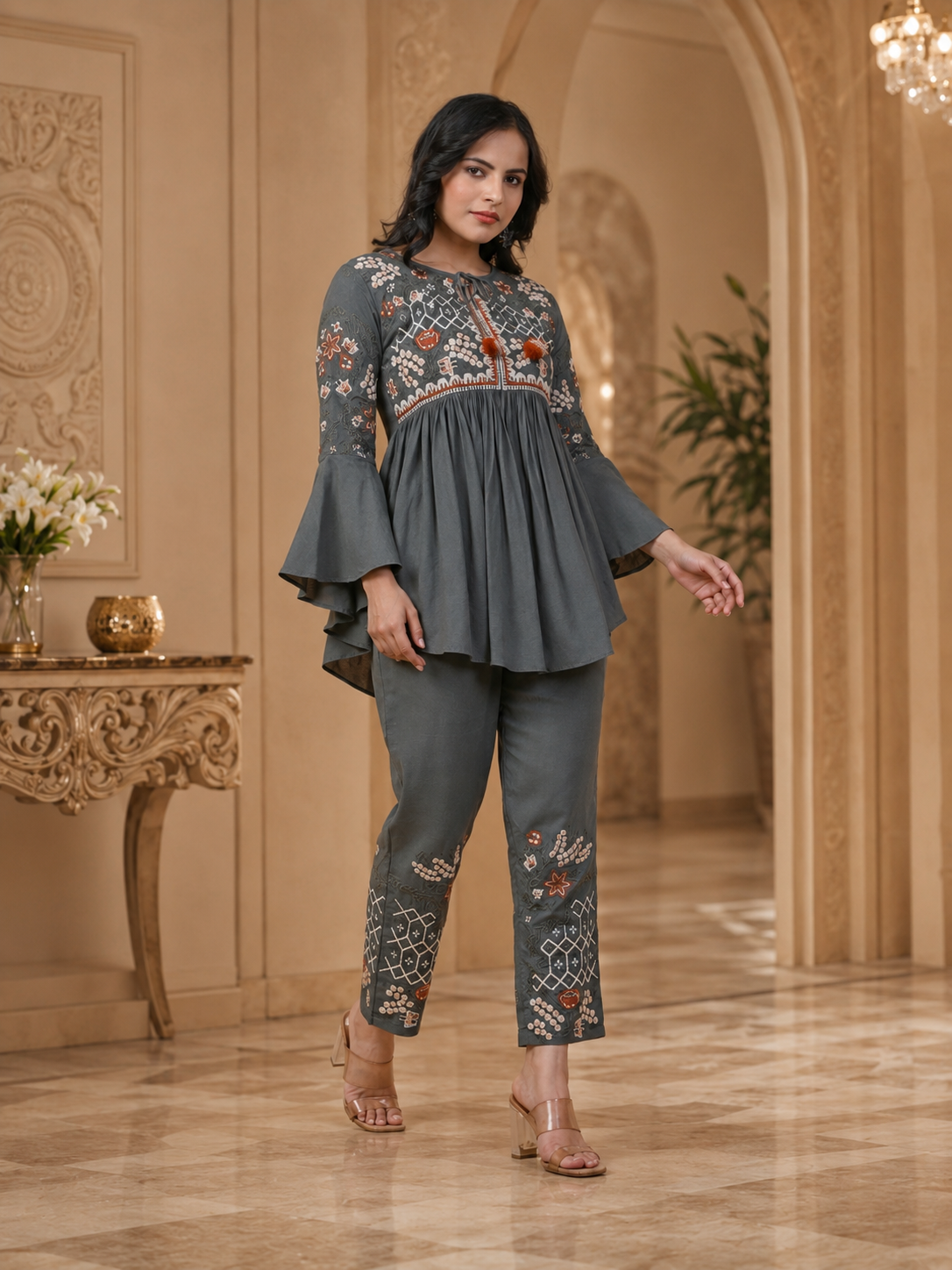 Grey Ivory Grace Co-ord Set