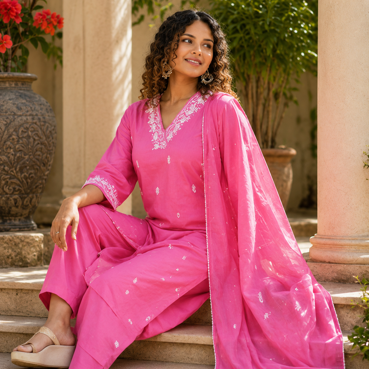 Pink Serenity Embroidered Set