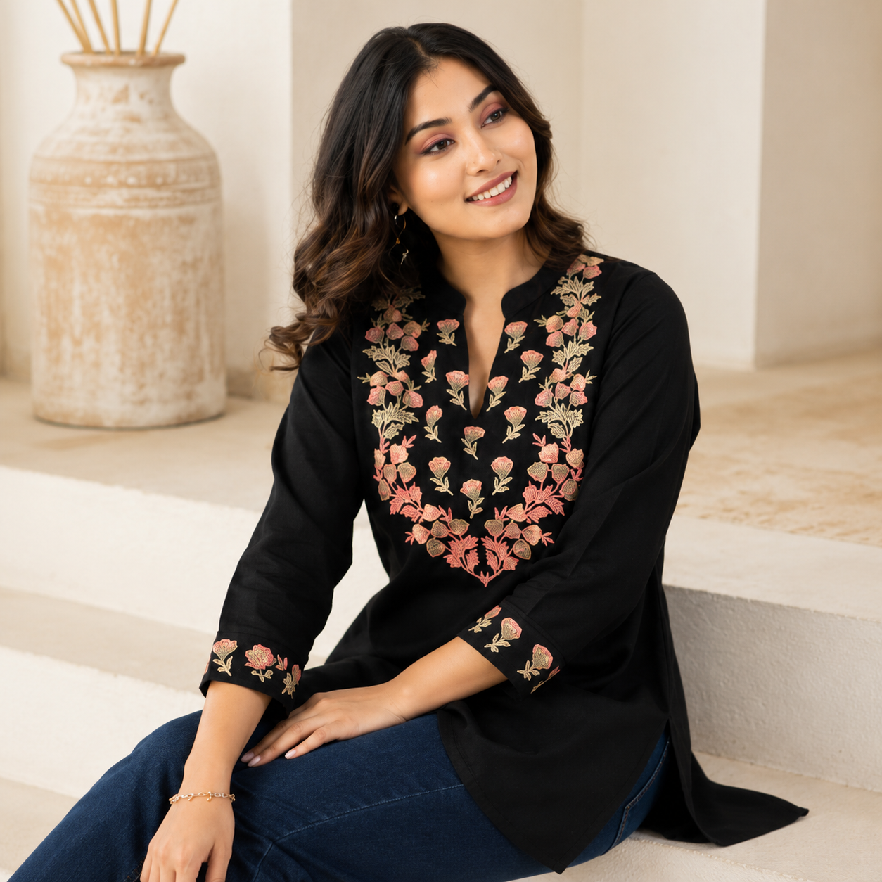 Black Petal Luxe Tunic