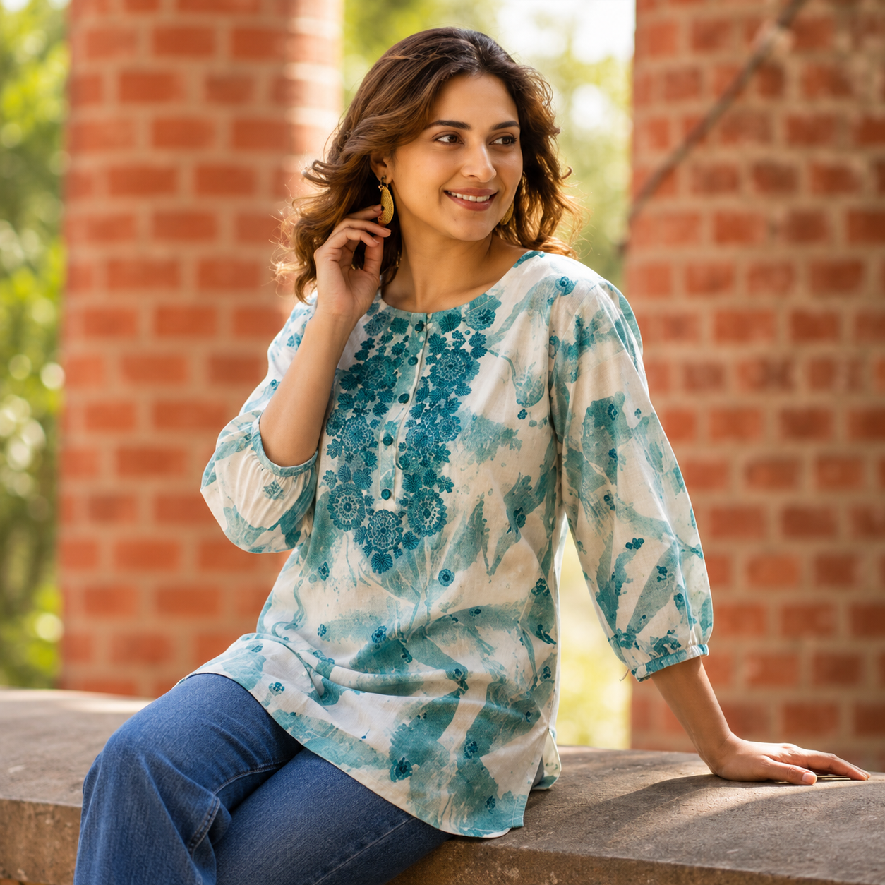 Blue Meadow Printed Tunic