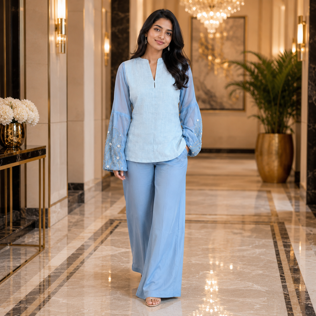 Sky Blue Luxe Co-Ord Set