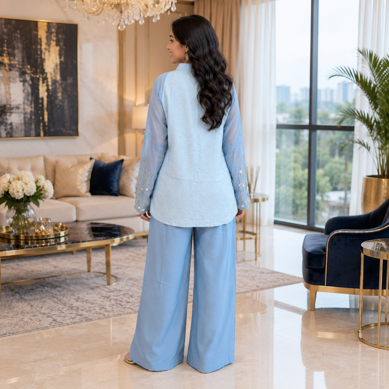 Sky Blue Luxe Co-Ord Set