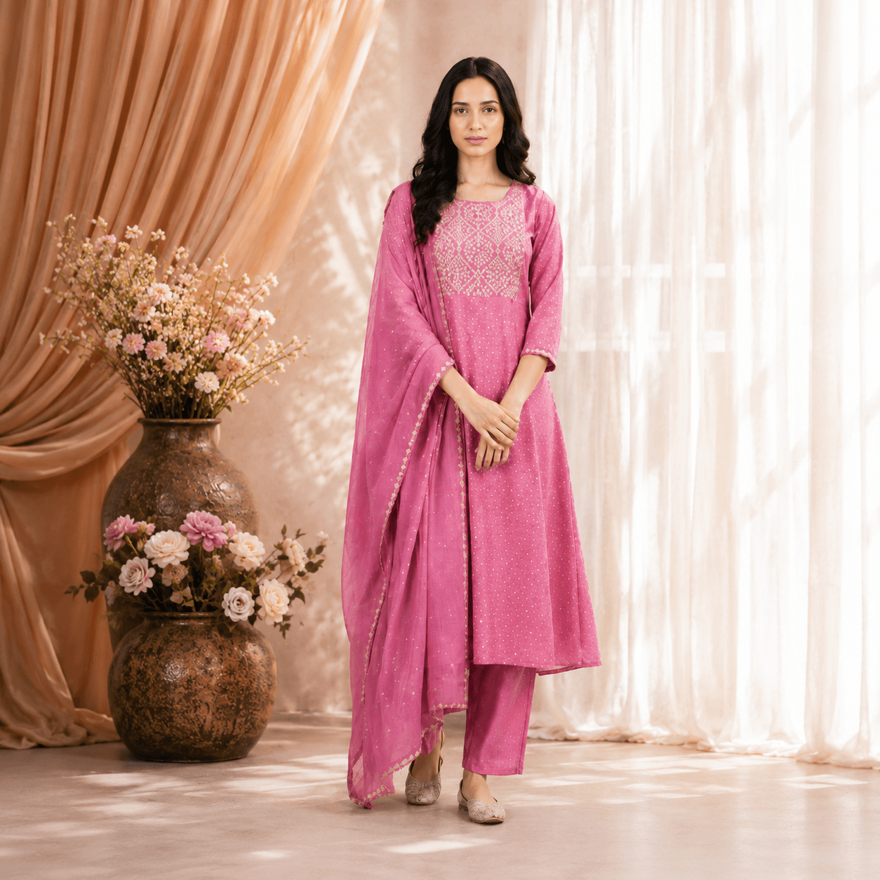 Pink Pearl Embroidered Kurta Set