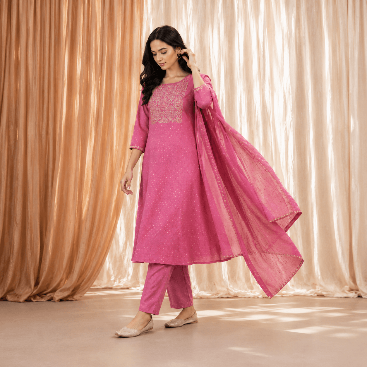 Pink Pearl Embroidered Kurta Set