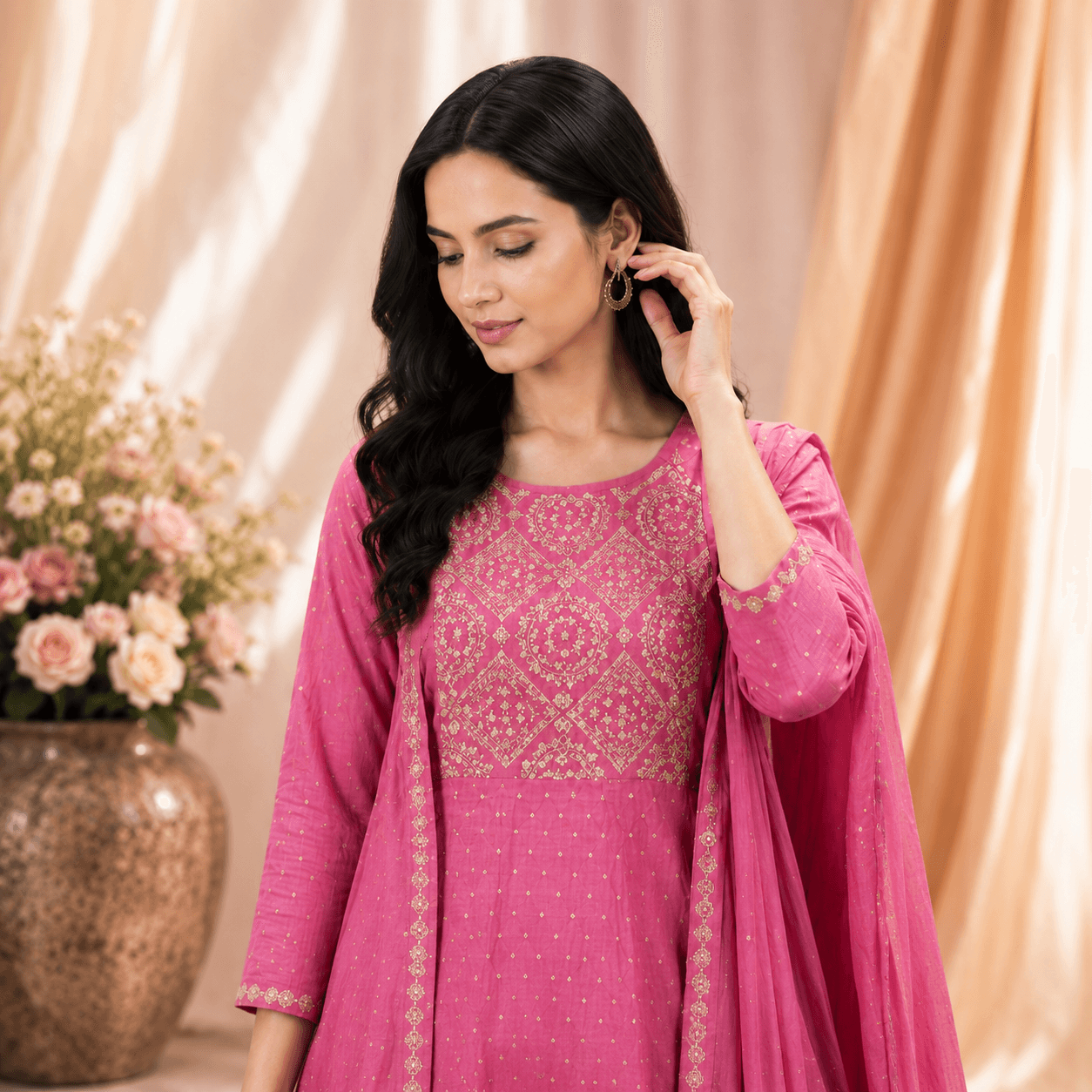 Pink Pearl Embroidered Kurta Set