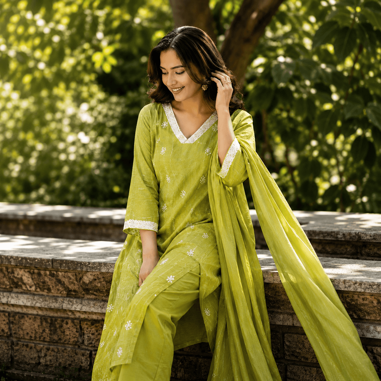 Green Bloom Classic Kurta Set