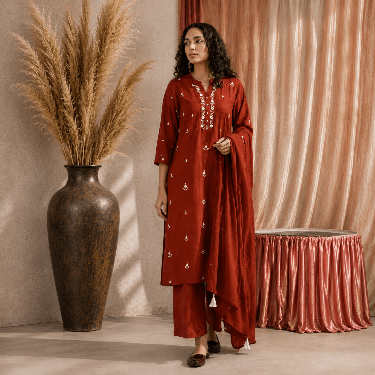 Rust Royal Classic Kurta Set